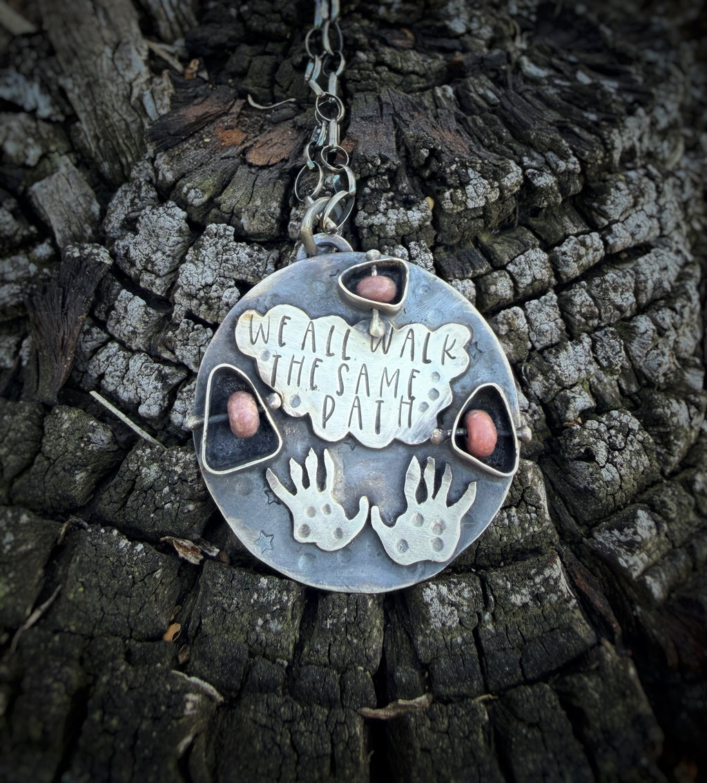 We All Walk the Same Path Opossum Paw Print Necklace