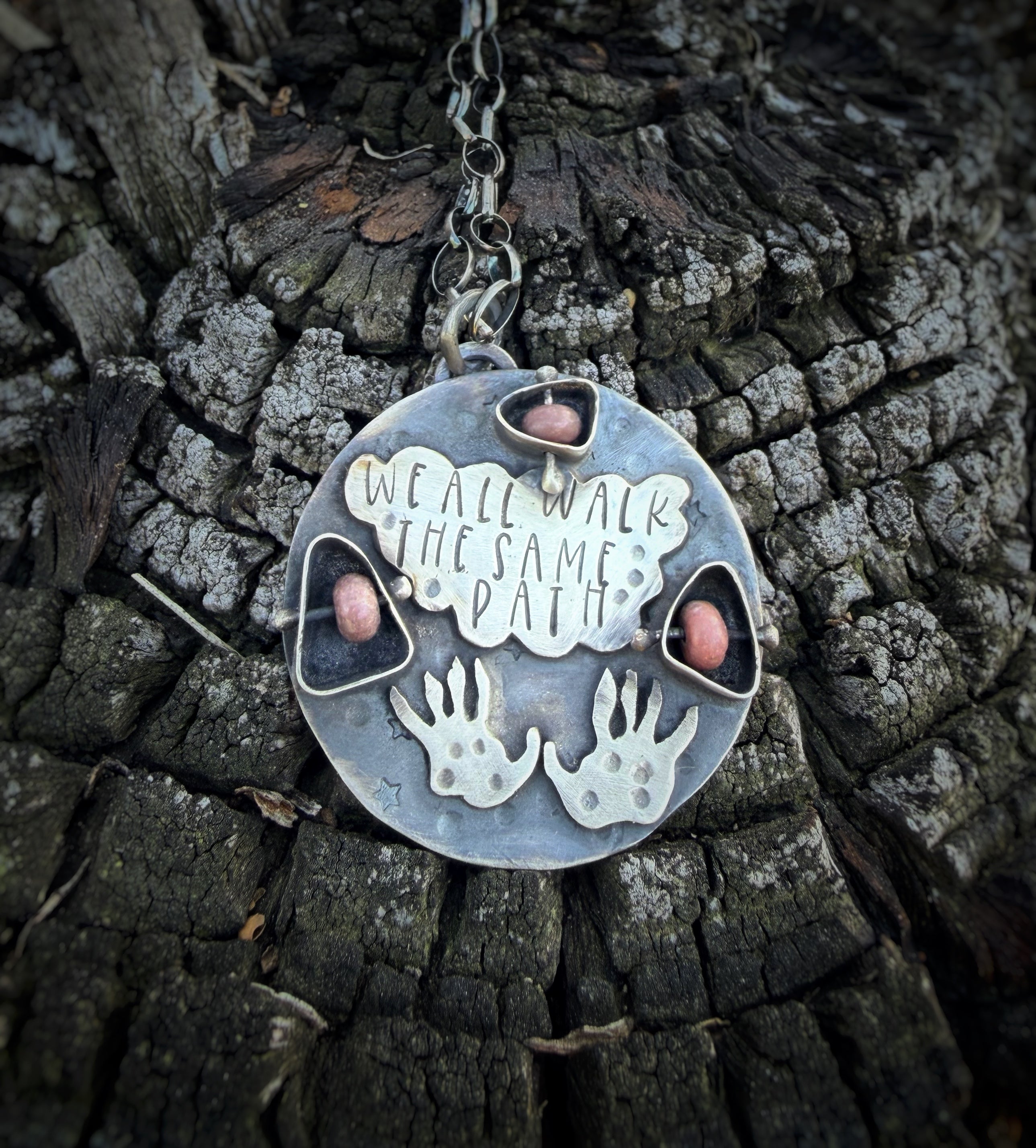 We All Walk the Same Path Opossum Paw Print Necklace