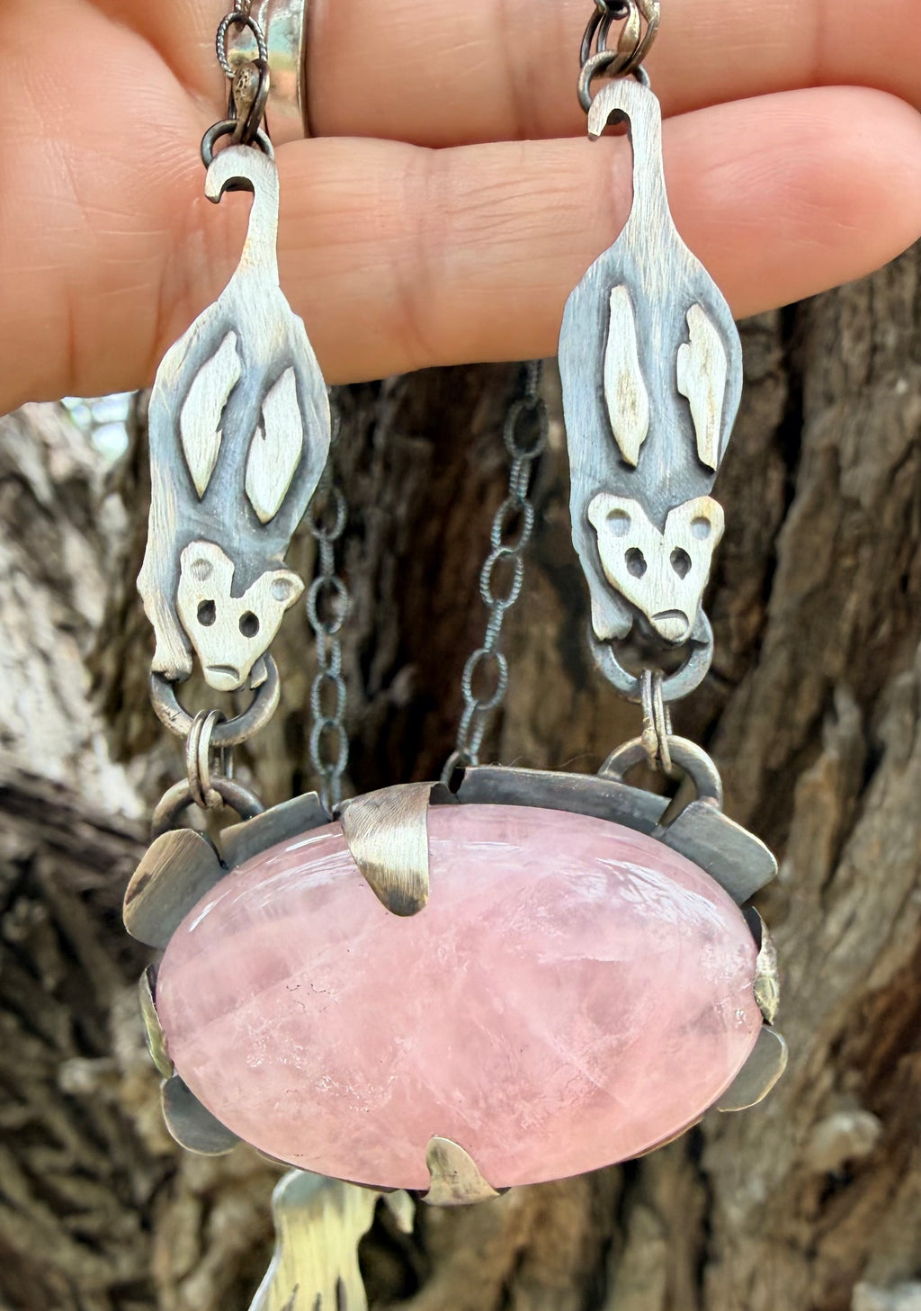 Opossum Rose Quartz Necklace