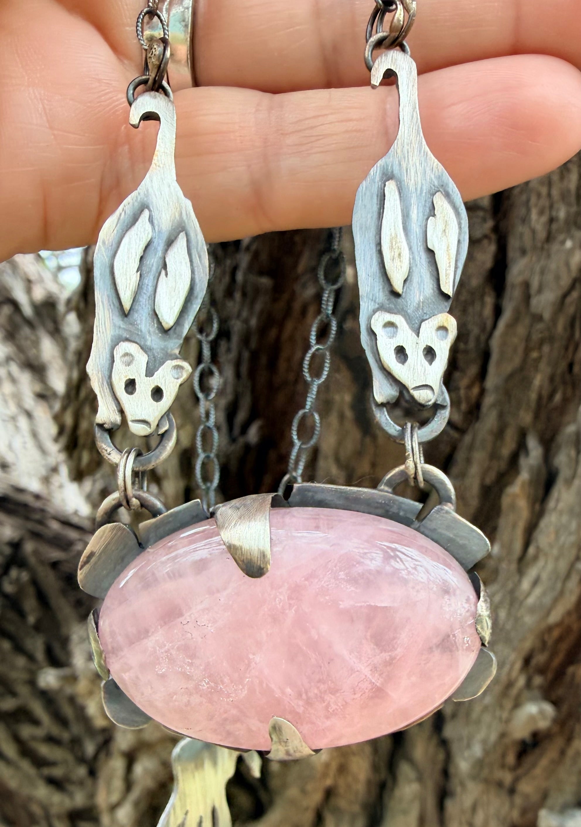 Opossum Rose Quartz Necklace
