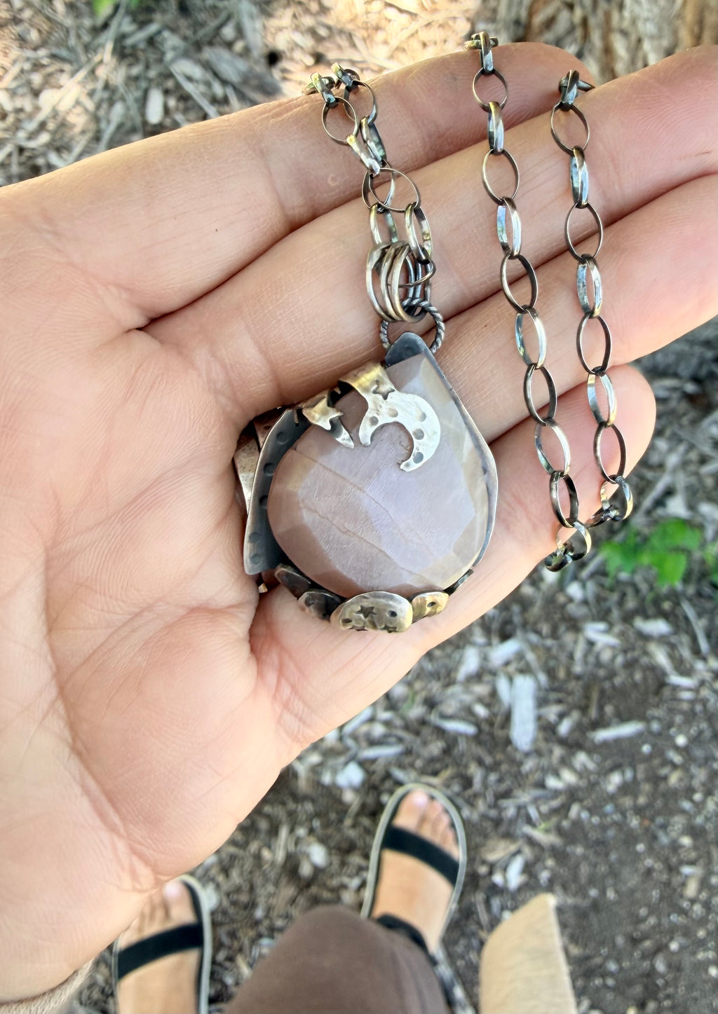 Moonstone Teardrop Asymmetrical Pendant