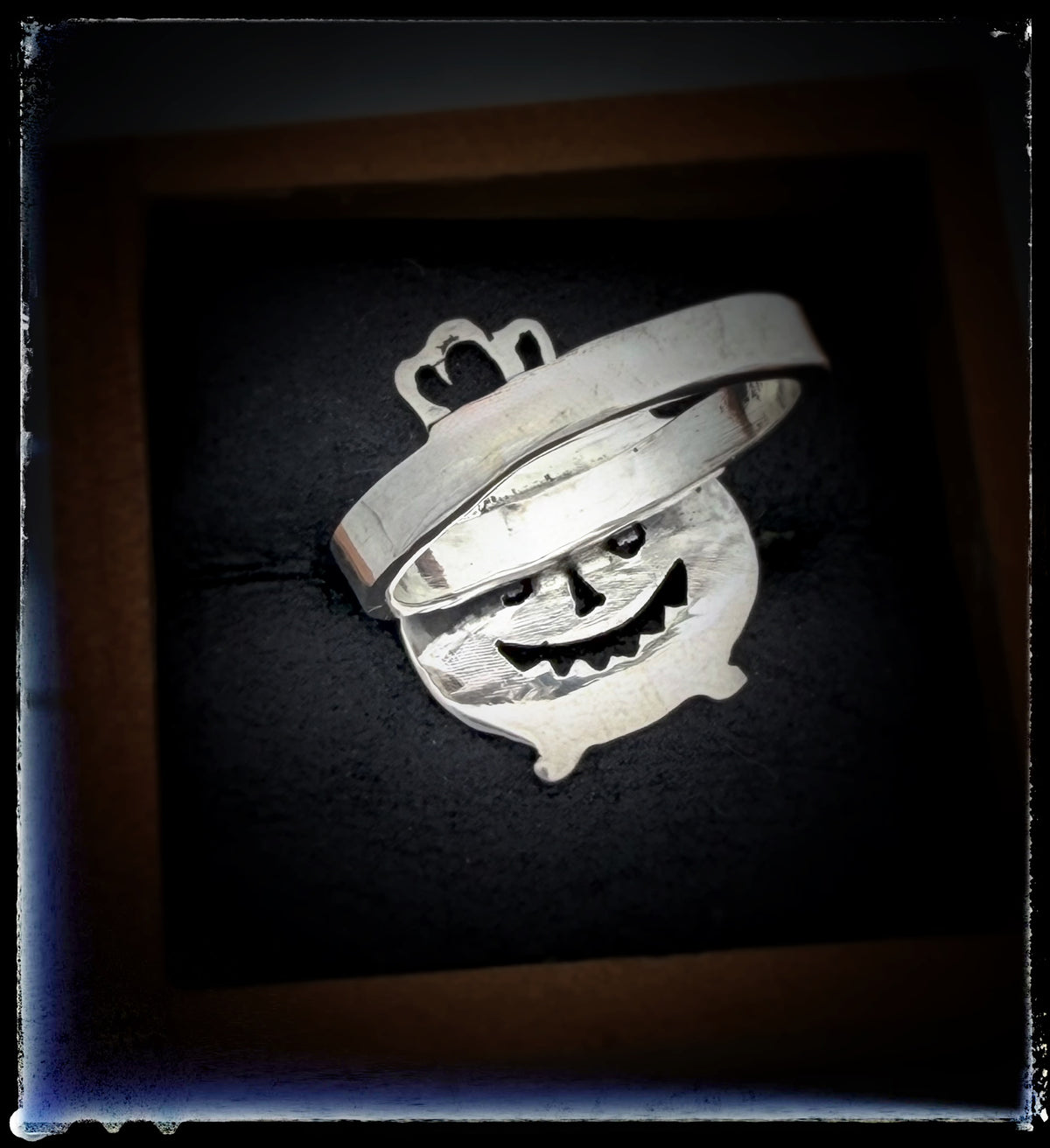 Jack O’ Lantern Cauldron Sterling Silver Ring