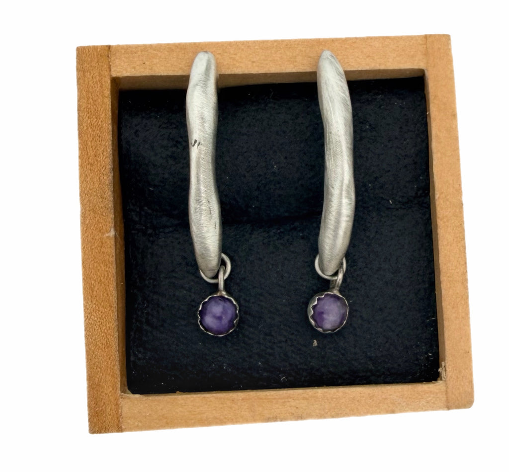 Charoite Crescent Earrings