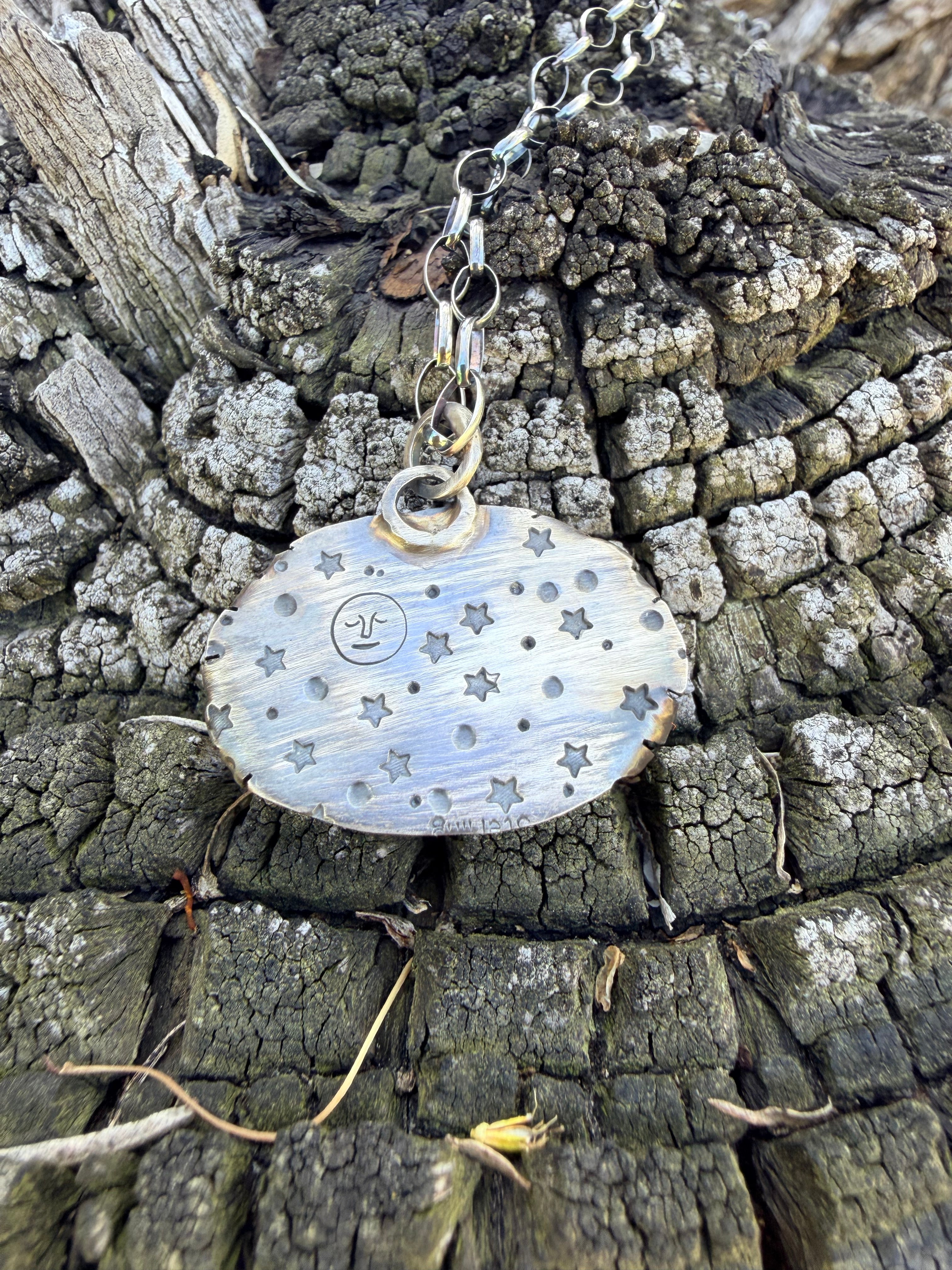 Moonstone Night Sky Oval Pendant
