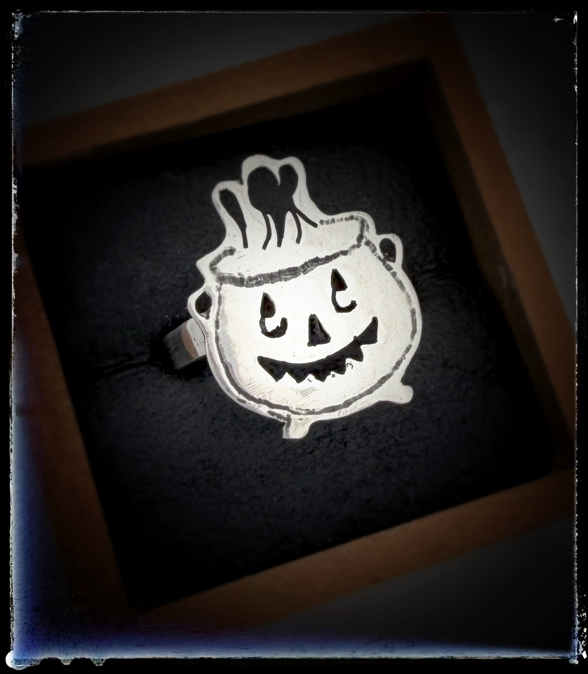 Jack O’ Lantern Cauldron Sterling Silver Ring