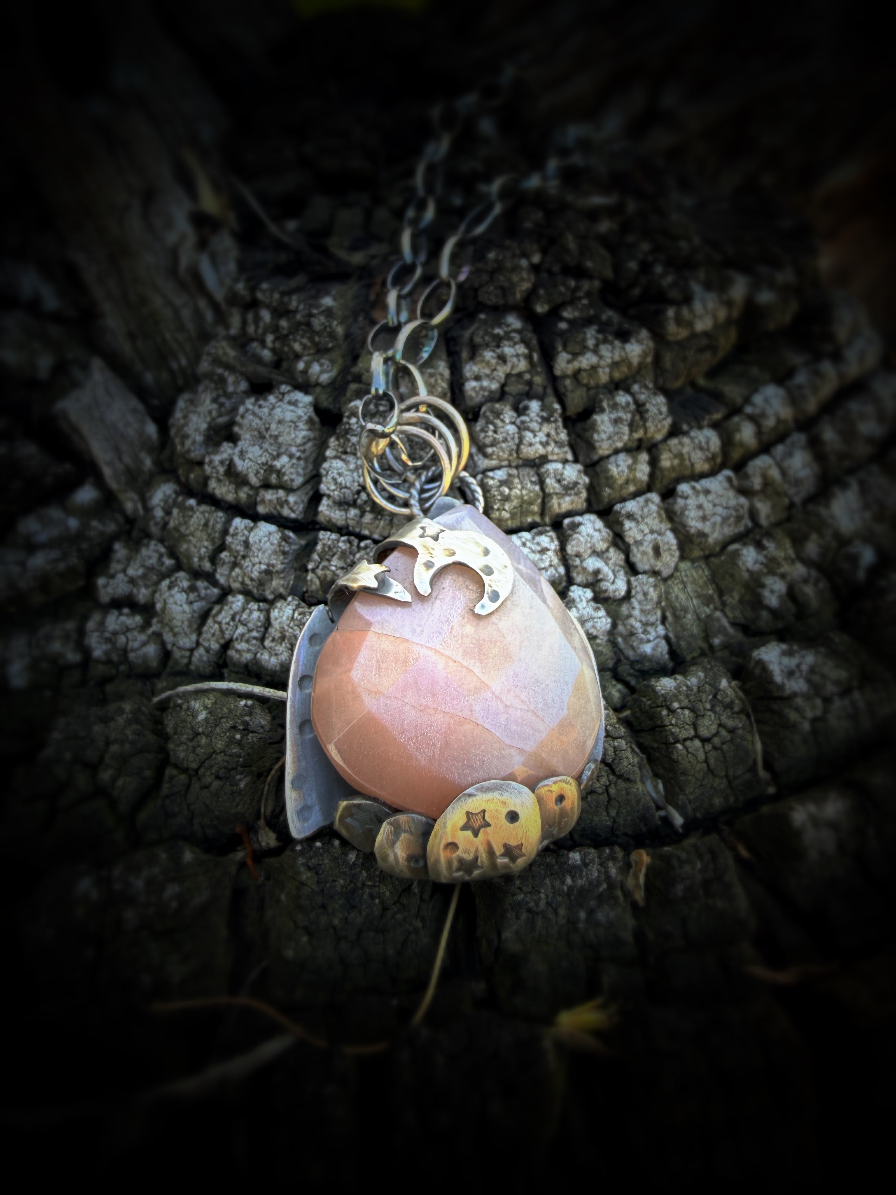 Moonstone Teardrop Asymmetrical Pendant