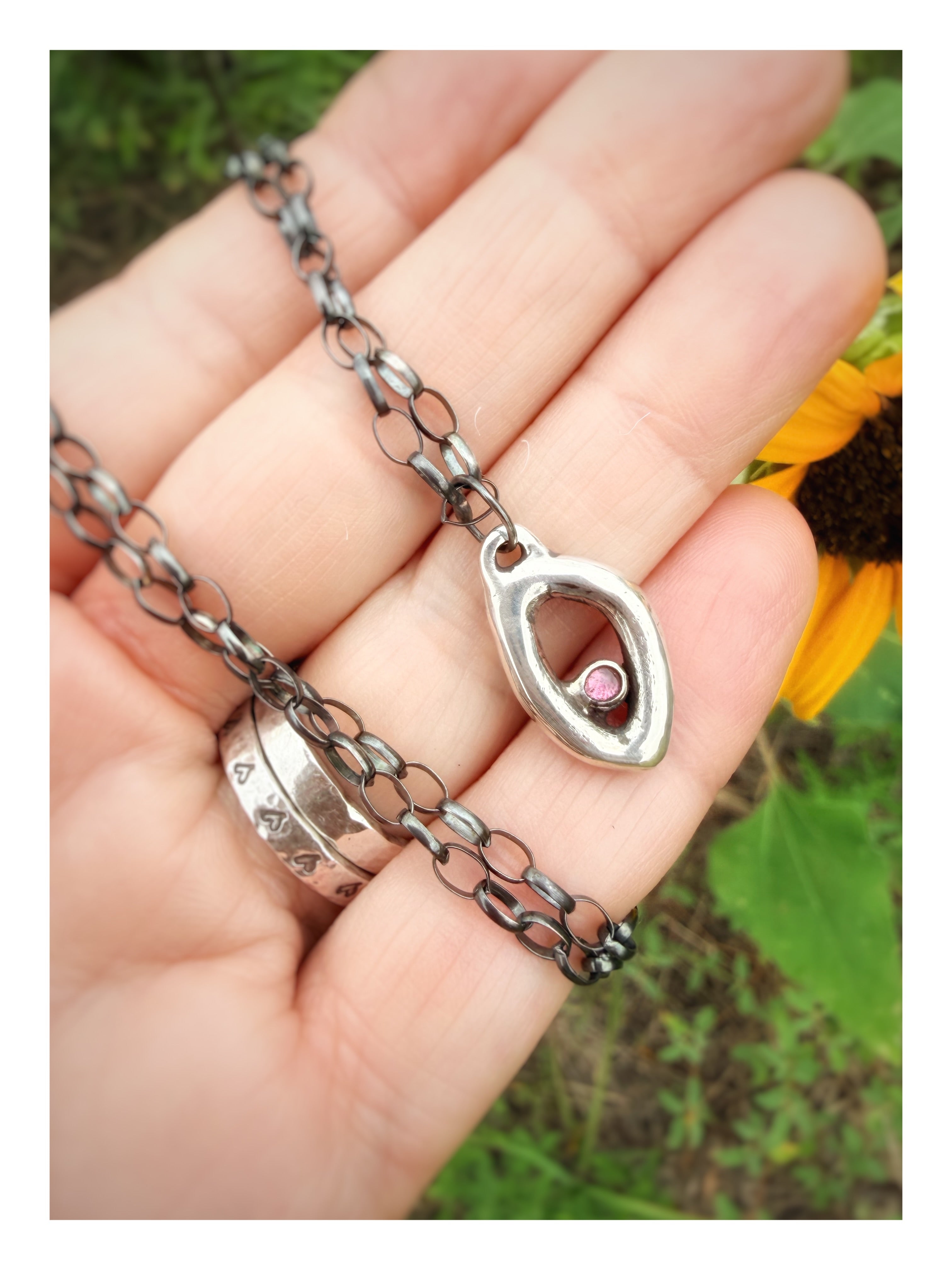 Oval Pink Tourmaline Sterling Silver Necklace
