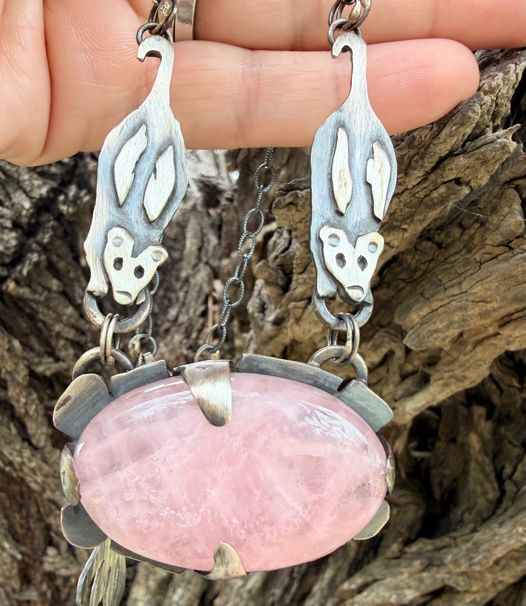 Opossum Rose Quartz Necklace