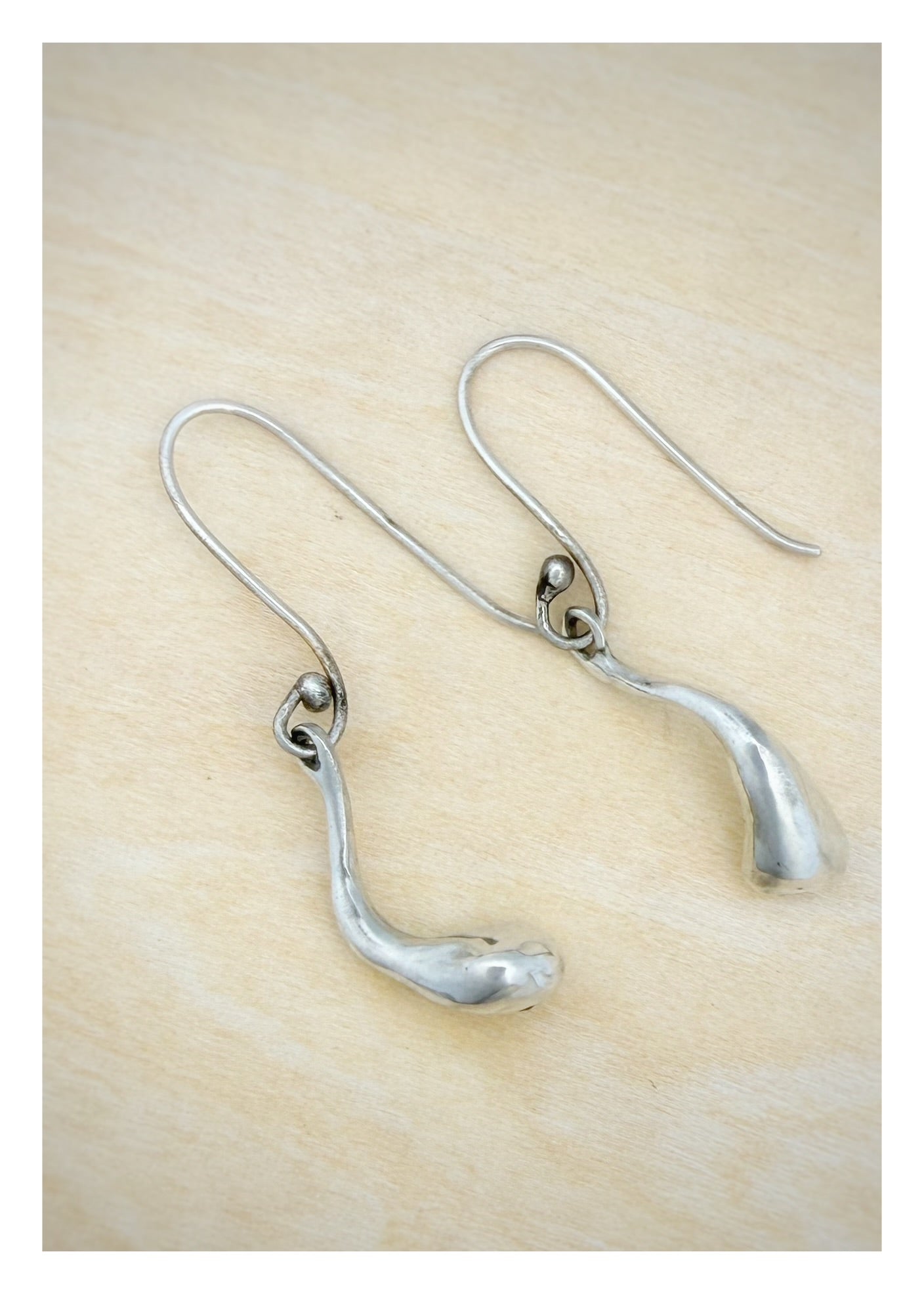 Single Water Drop Sterling Silver Earrings