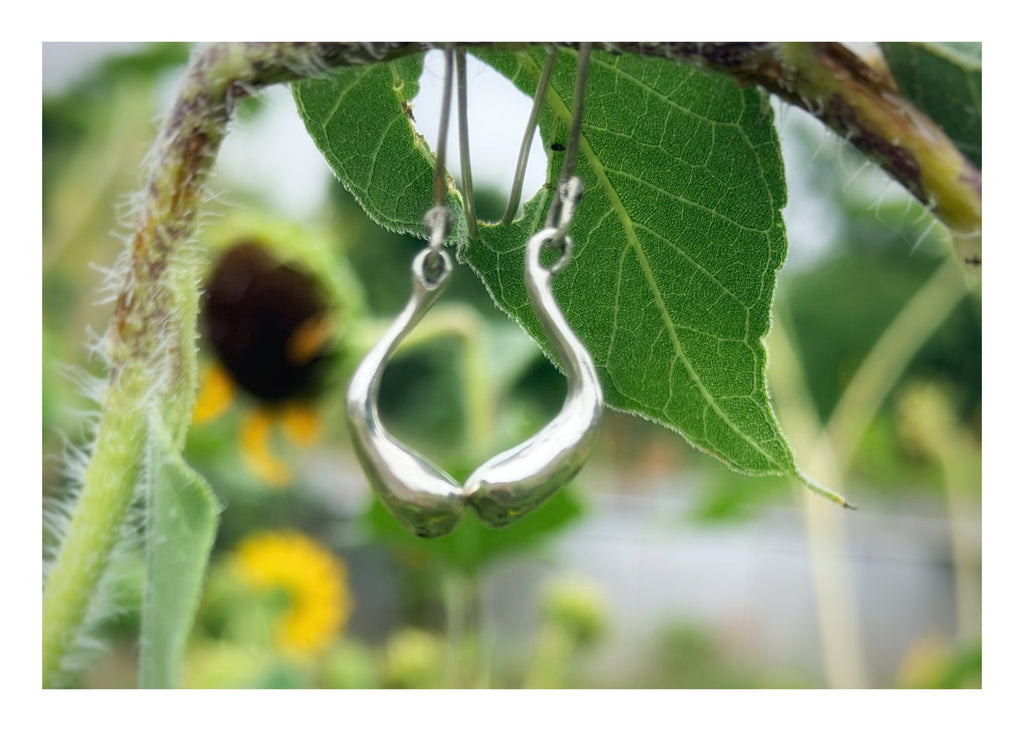 Single Water Drop Sterling Silver Earrings