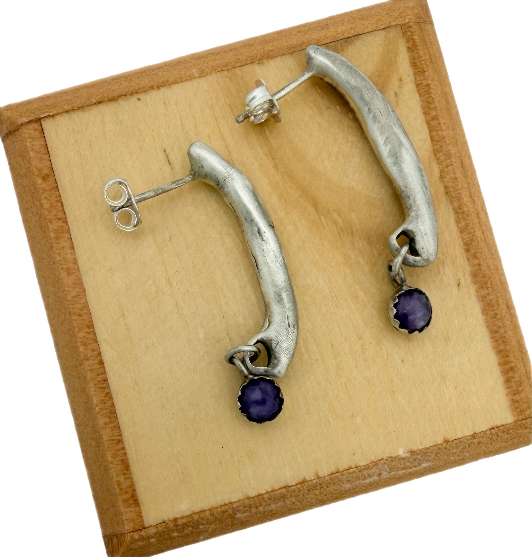 Charoite Crescent Earrings