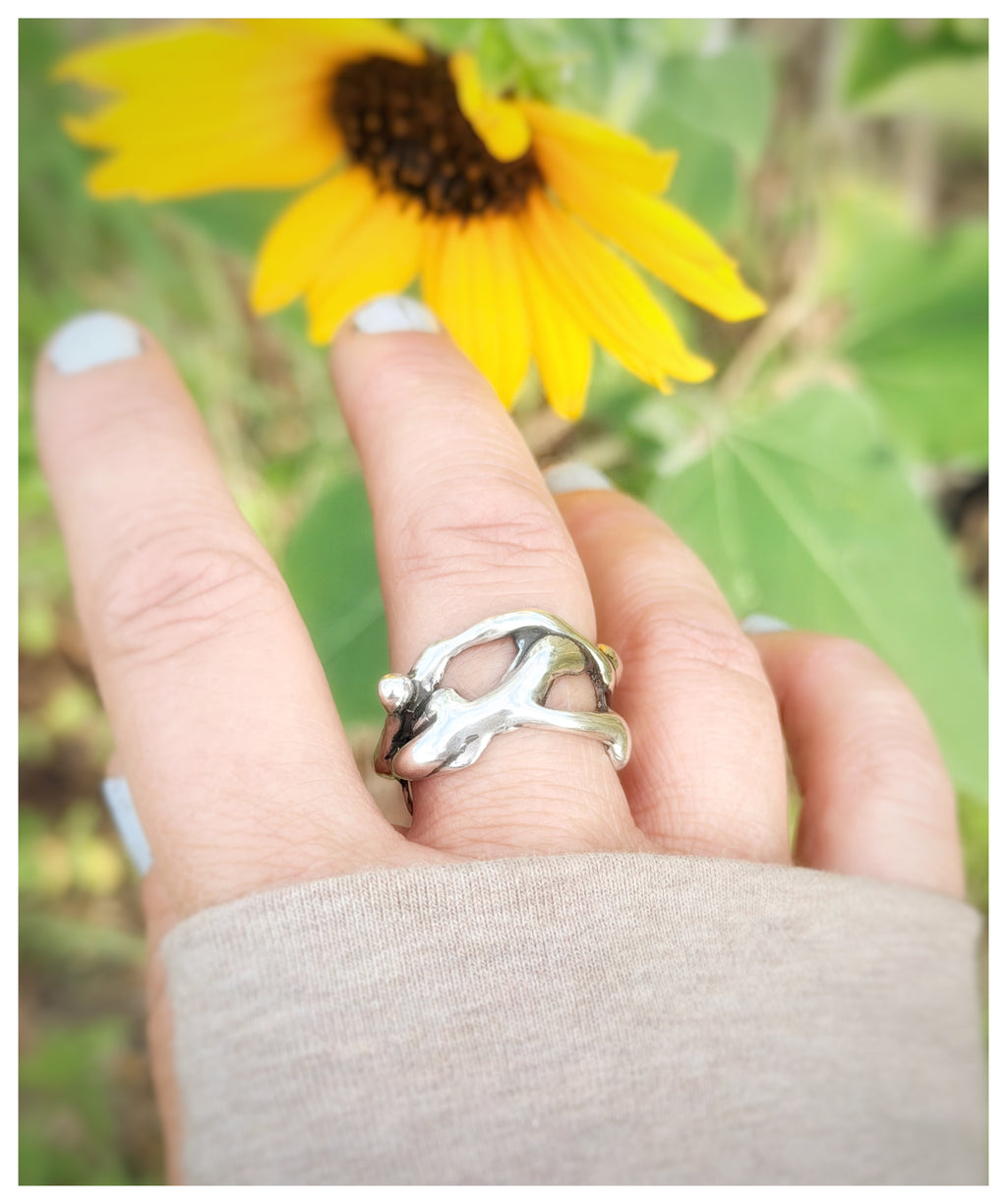 Sculptural Wide Sterling Silver Ring