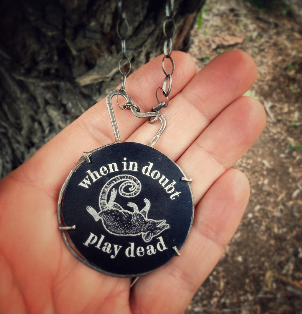 When in Doubt Play Dead Opossum Necklace