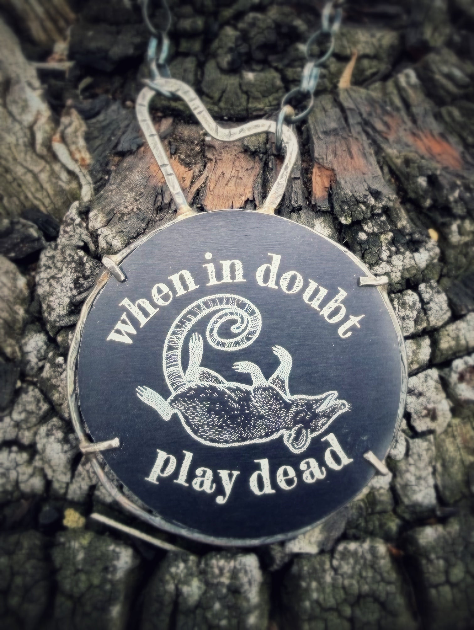 When in Doubt Play Dead Opossum Necklace