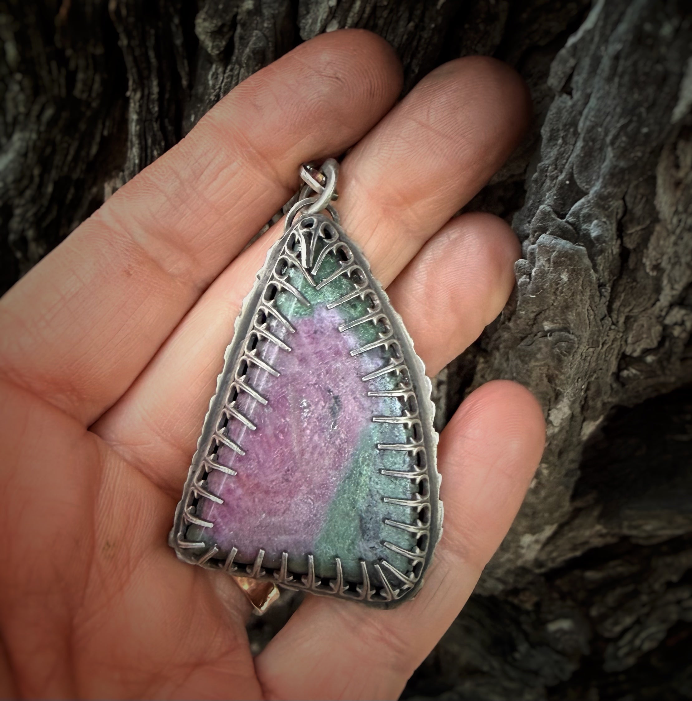 Ruby Zoisite Moth Necklace
