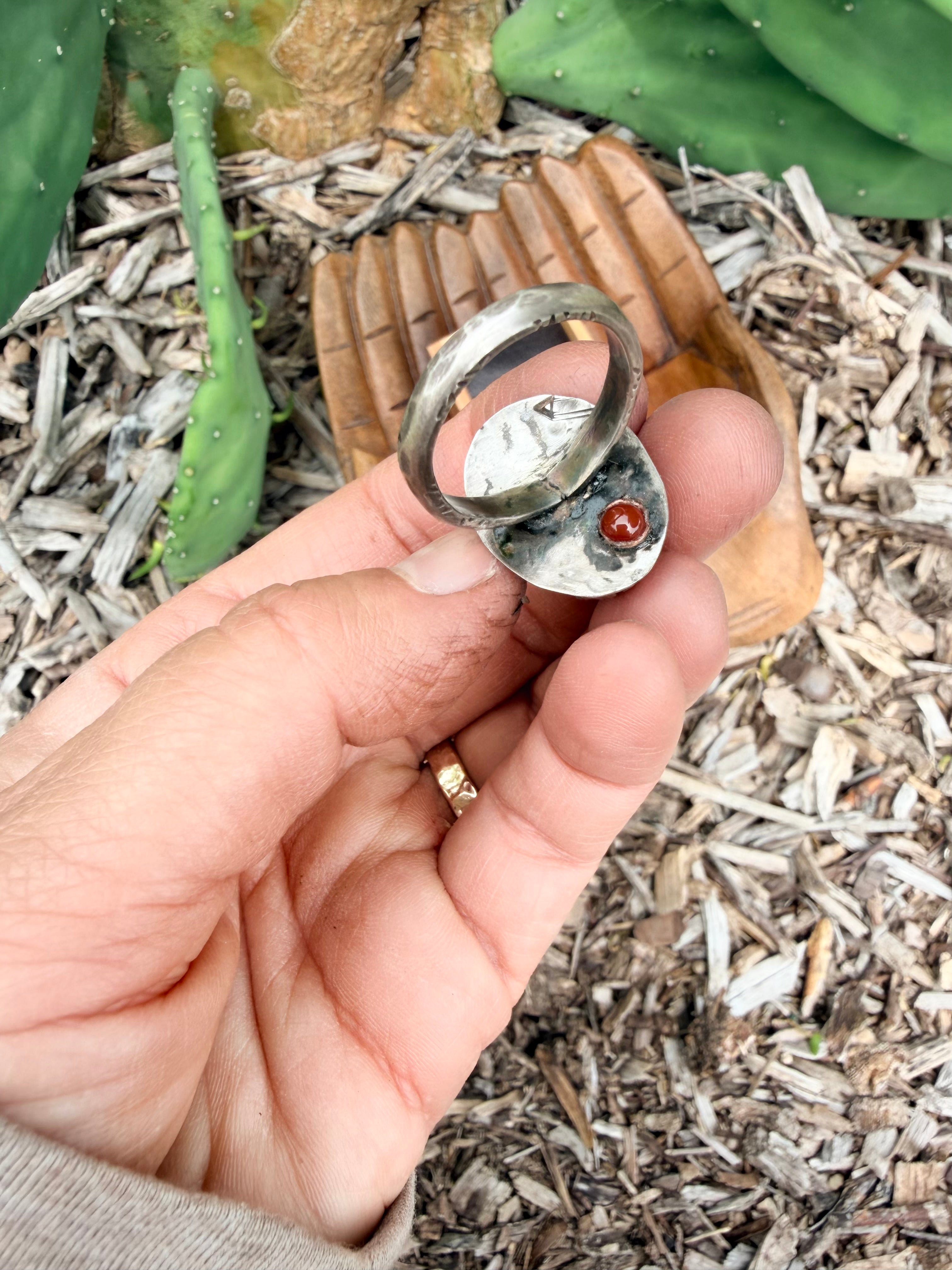 Fire Bezel Agate Ring