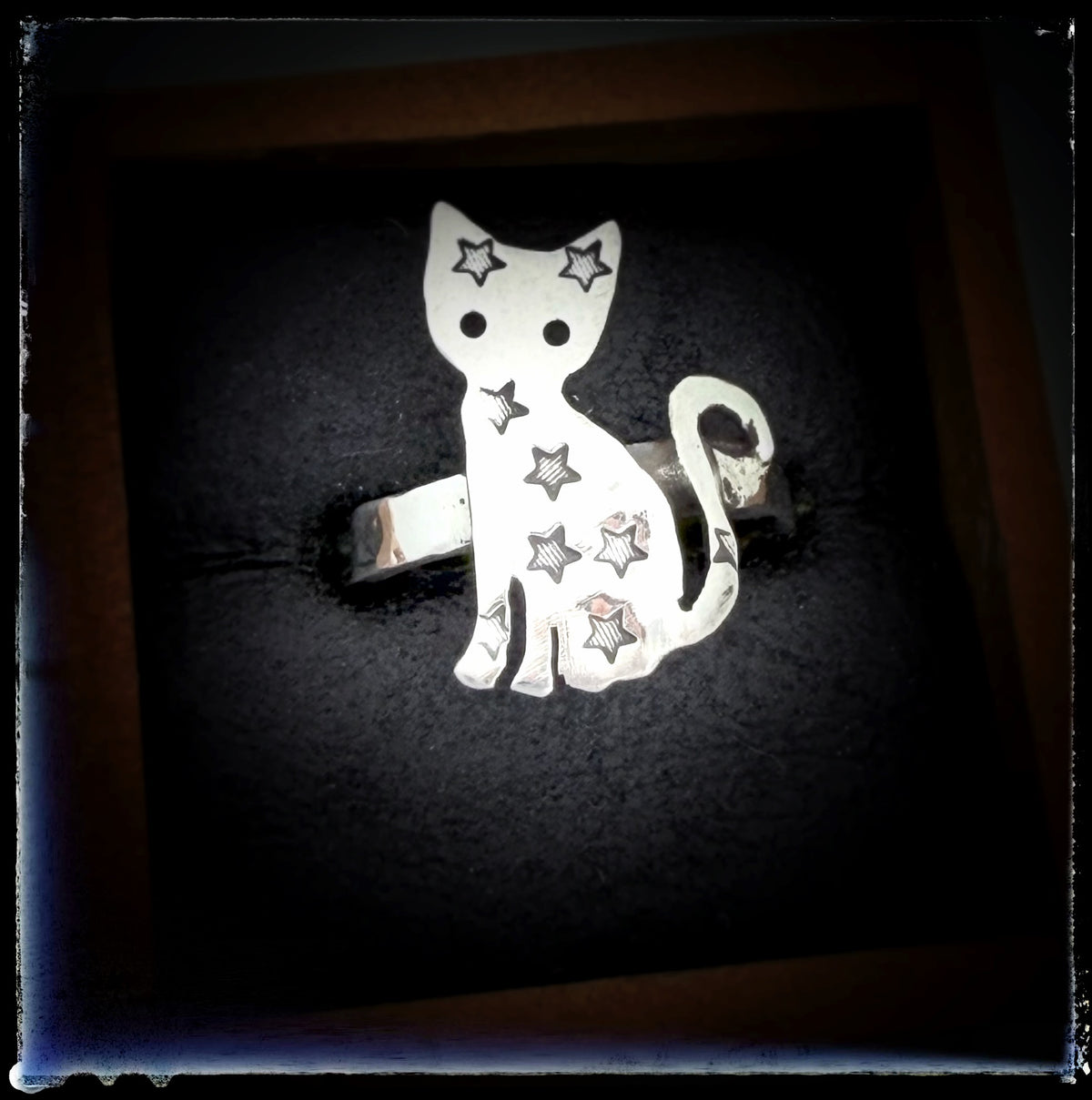 Celestial Halloween Cat Sterling Silver Ring