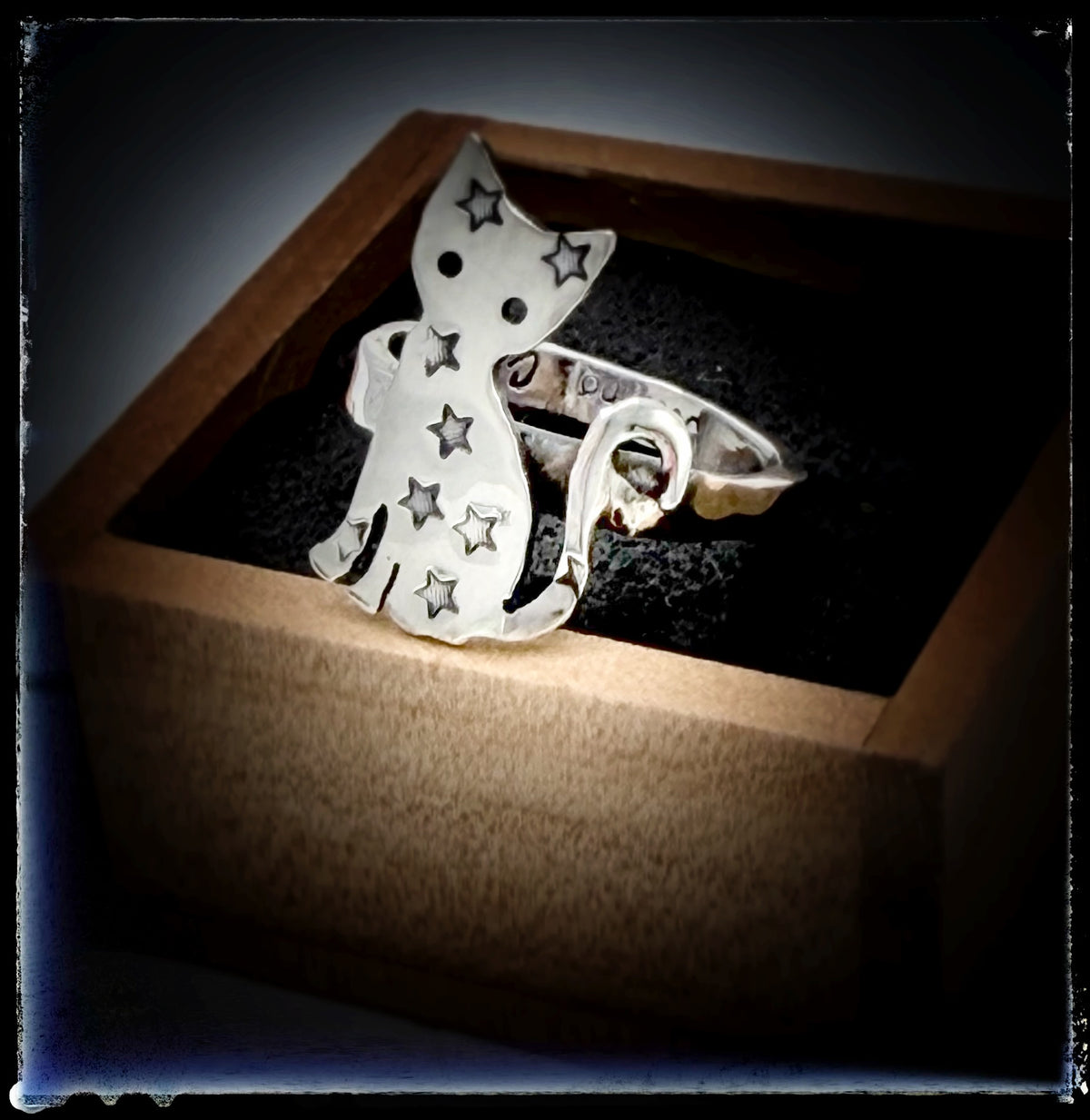 Celestial Halloween Cat Sterling Silver Ring