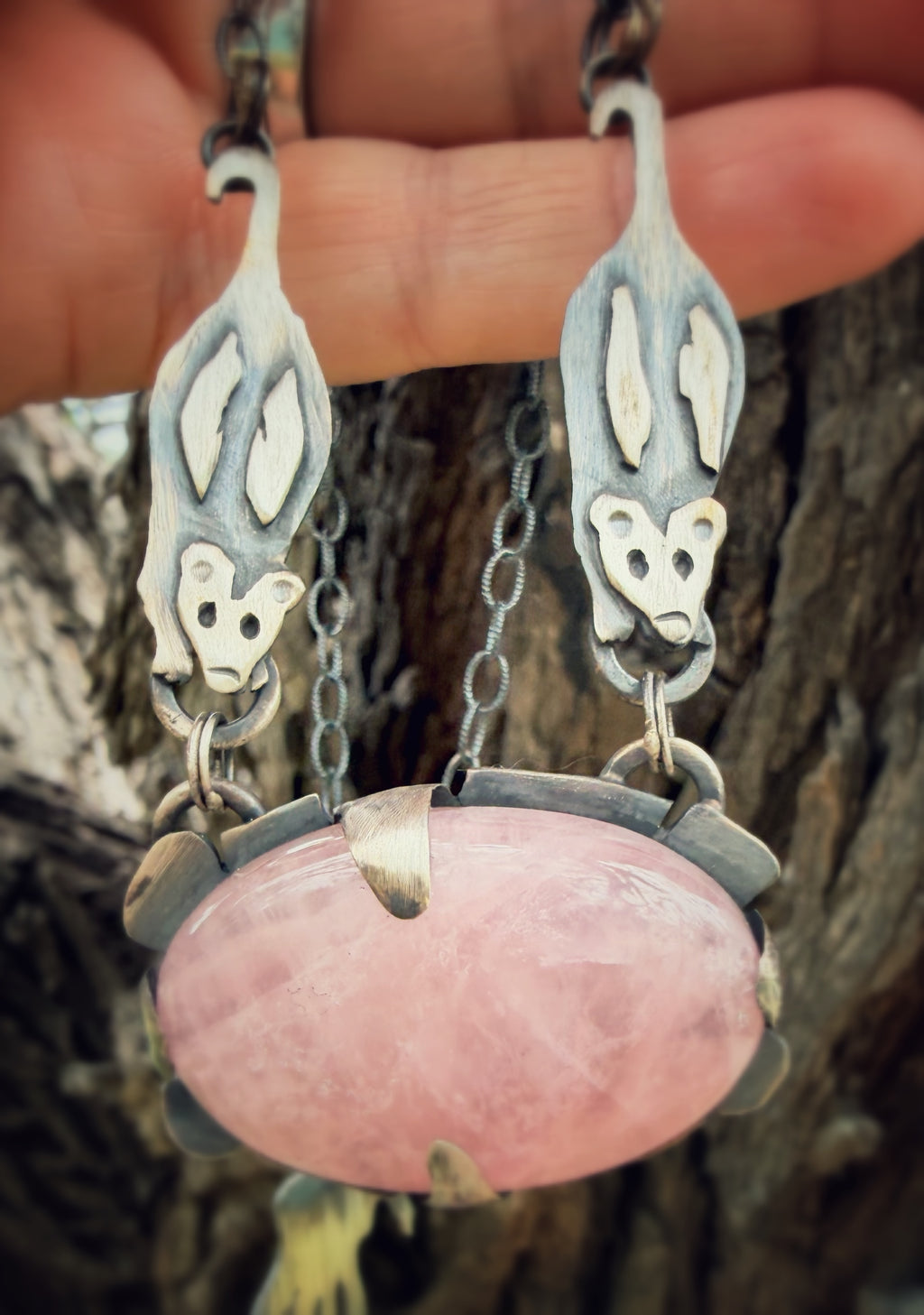 Opossum Rose Quartz Necklace