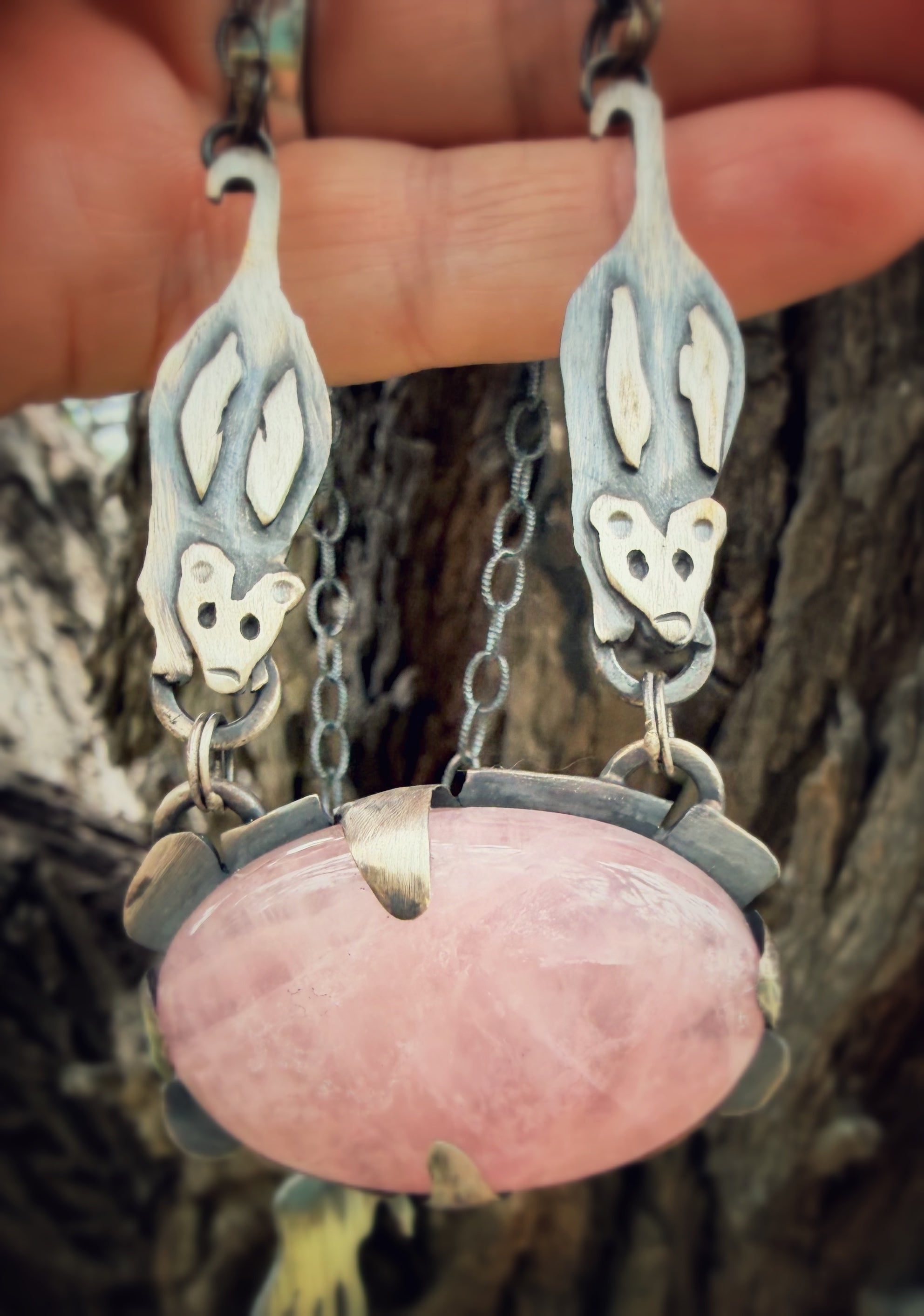 Opossum Rose Quartz Necklace