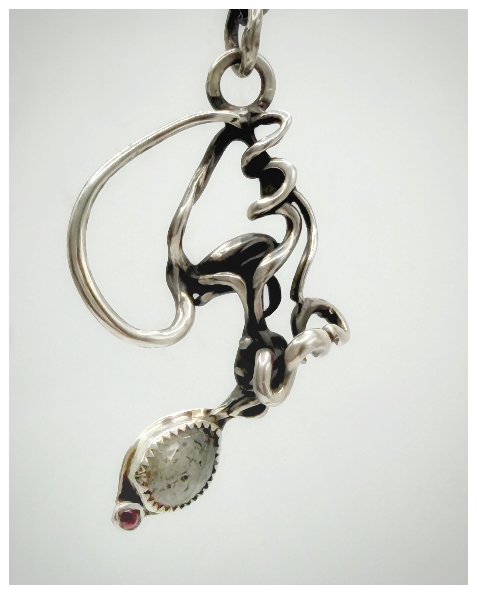 Sculptural Sterling Silver Pendant-With Herkimer Diamond & pink Tourmaline-or without gemstones