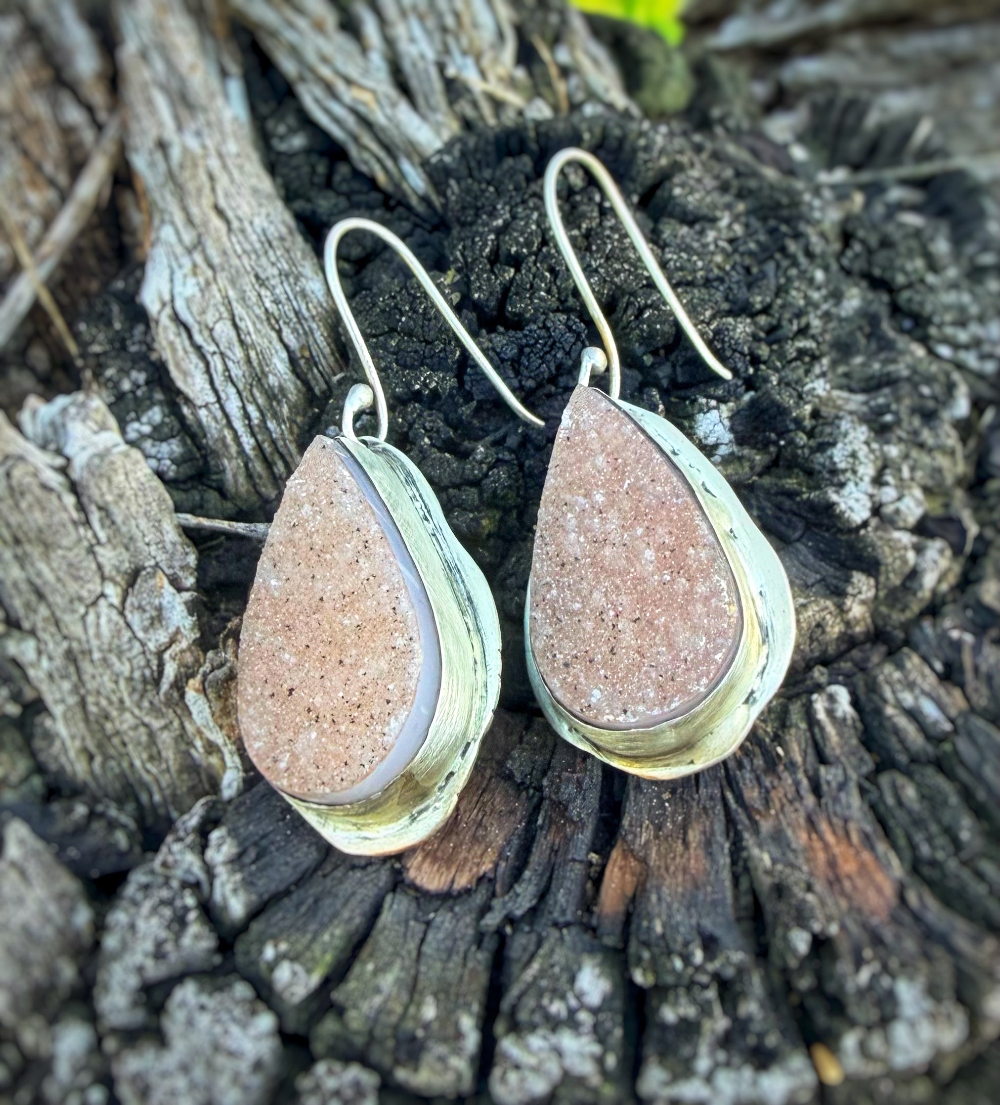 Druzy Quartz Dangle Earrings