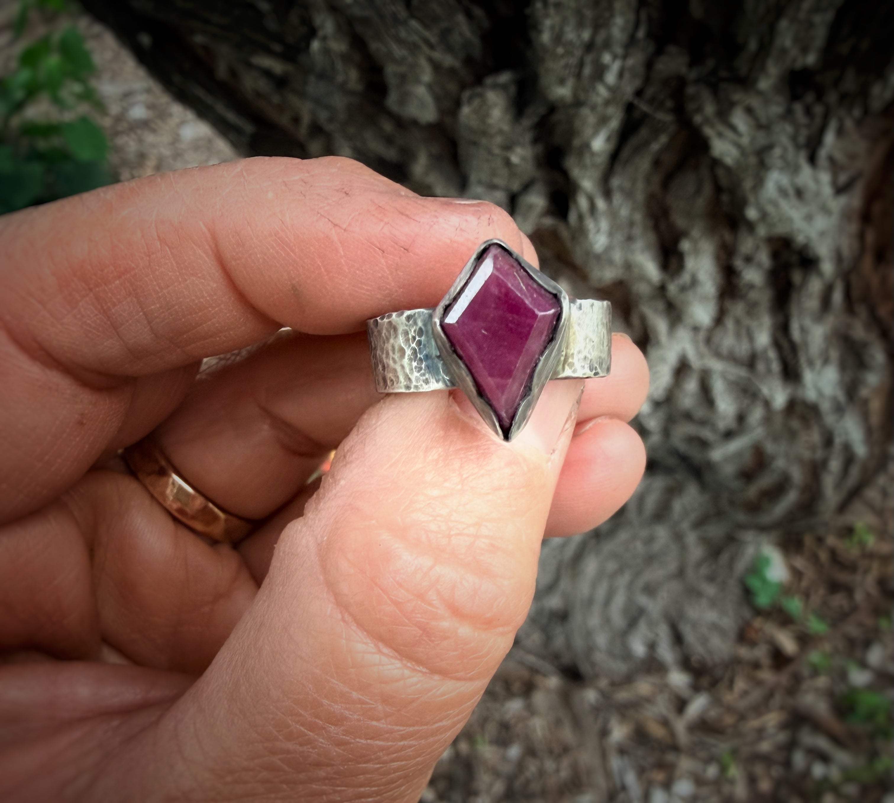 Kite Cut Ruby Ring