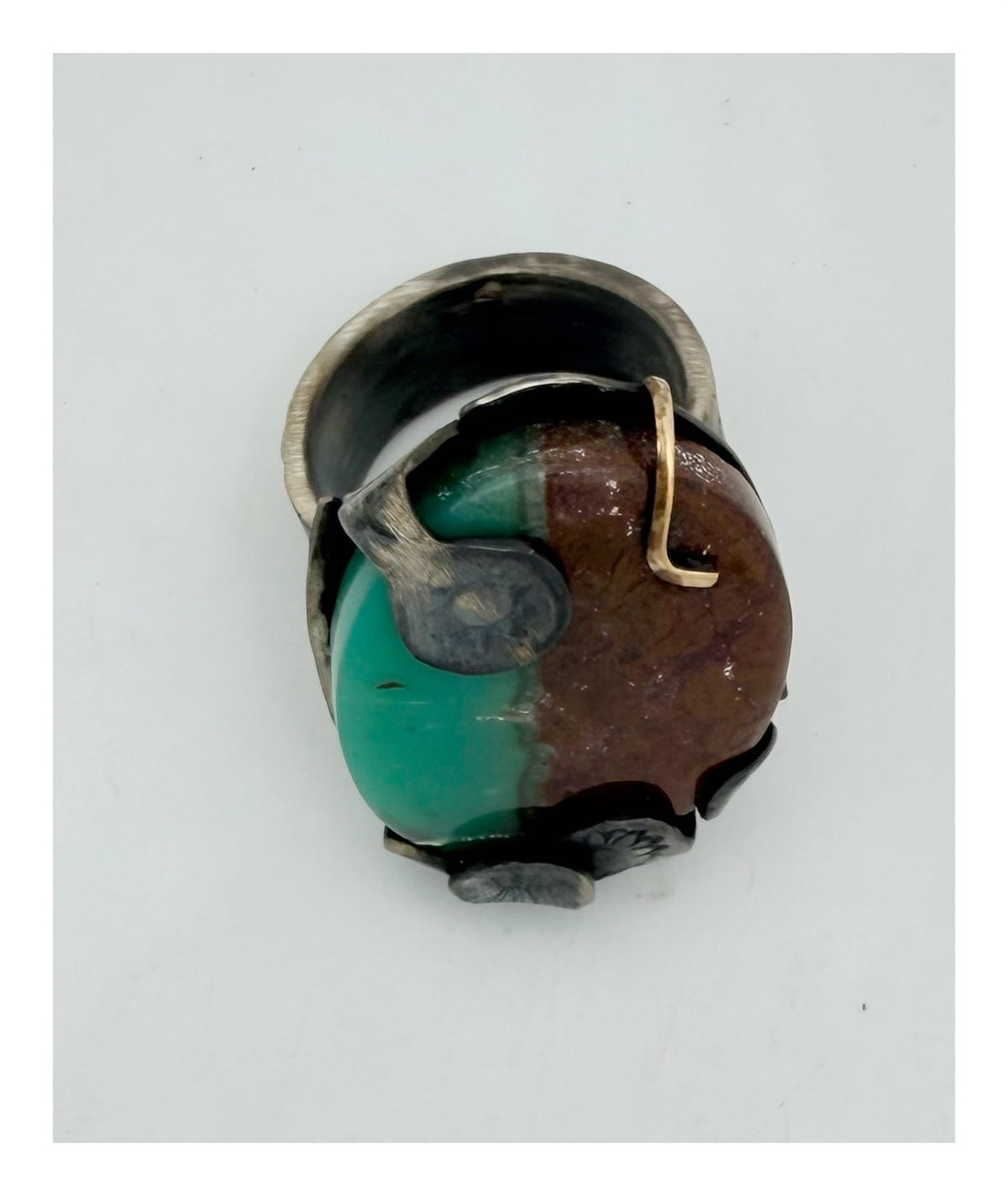 Chrysoprase Sun & Flowers Ring