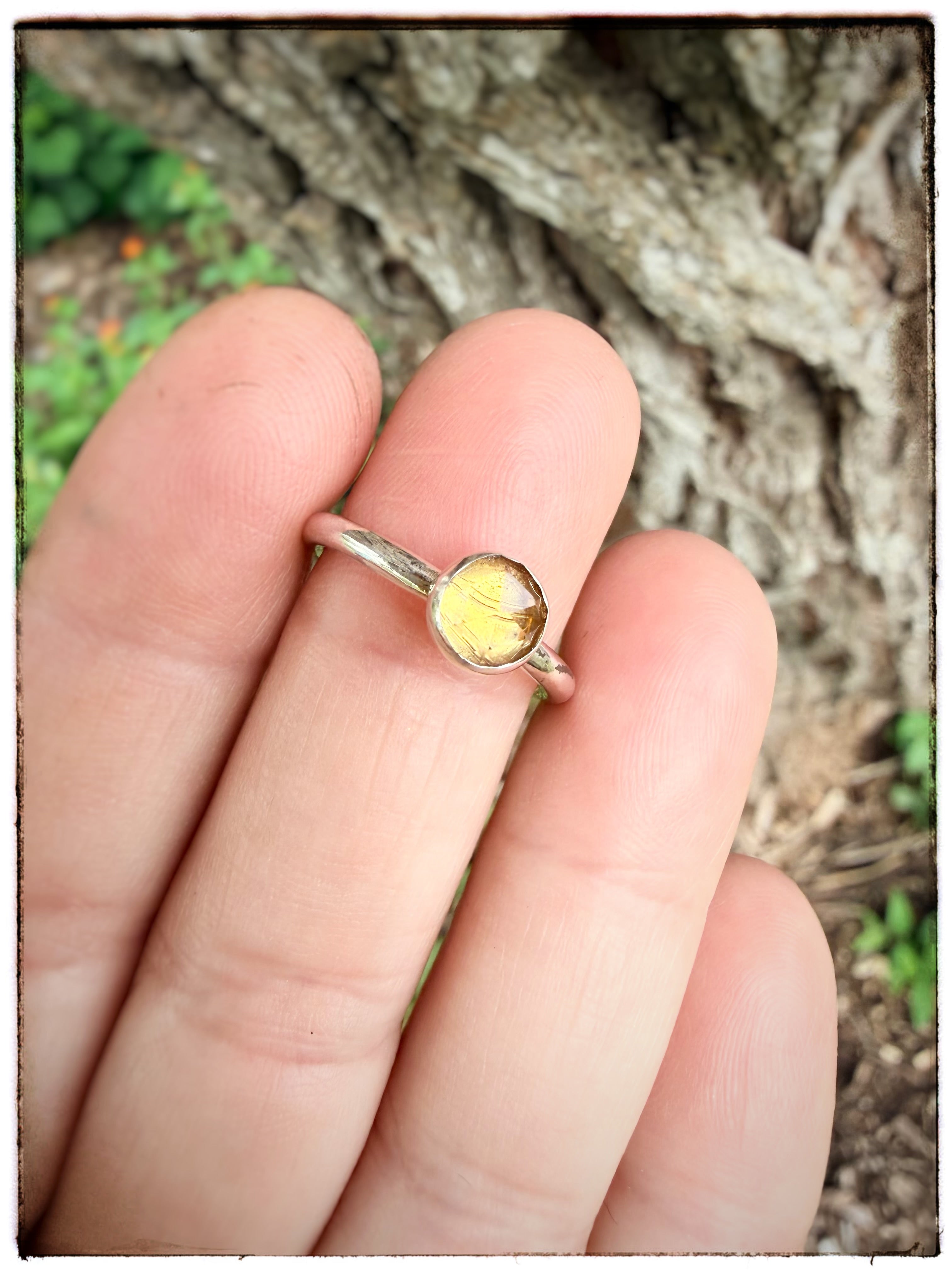 Dainty Rose-Cut Citrine Ring