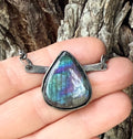 Fire  Labradorite Teardrop Necklace