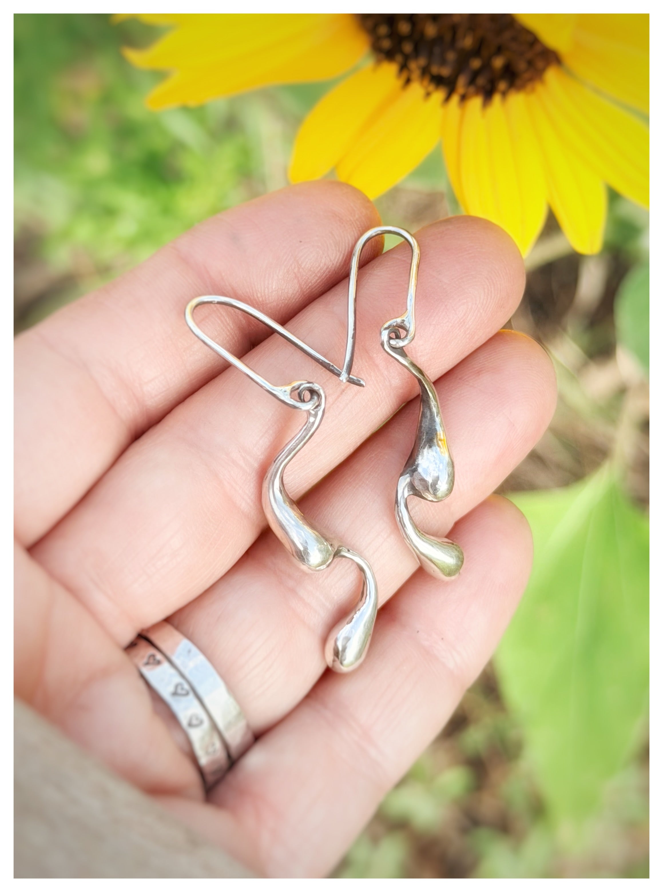 Sculptural Water Drop Sterling Silver Earrings