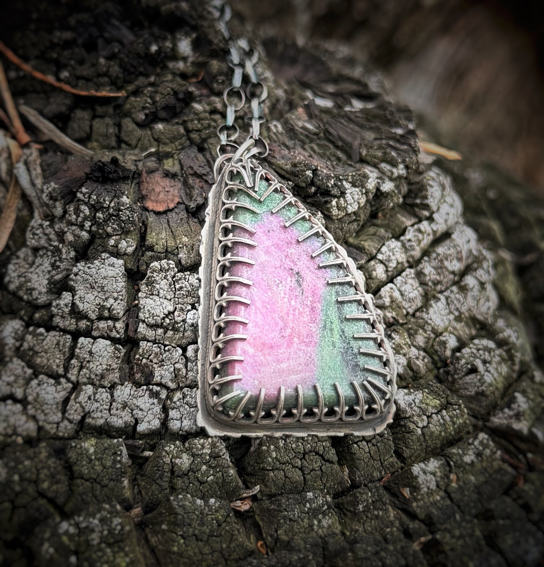 Ruby Zoisite Moth Necklace