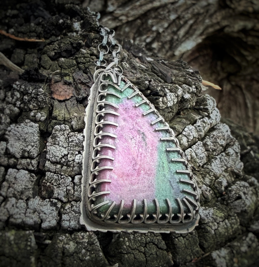 Ruby Zoisite Moth Necklace