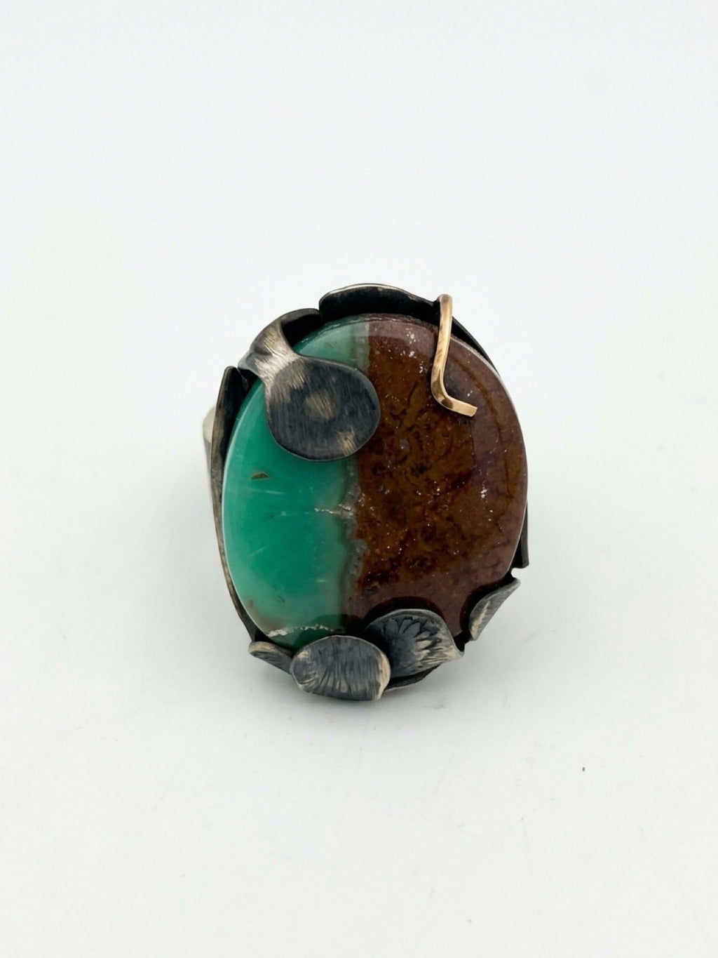 Chrysoprase Sun & Flowers Ring