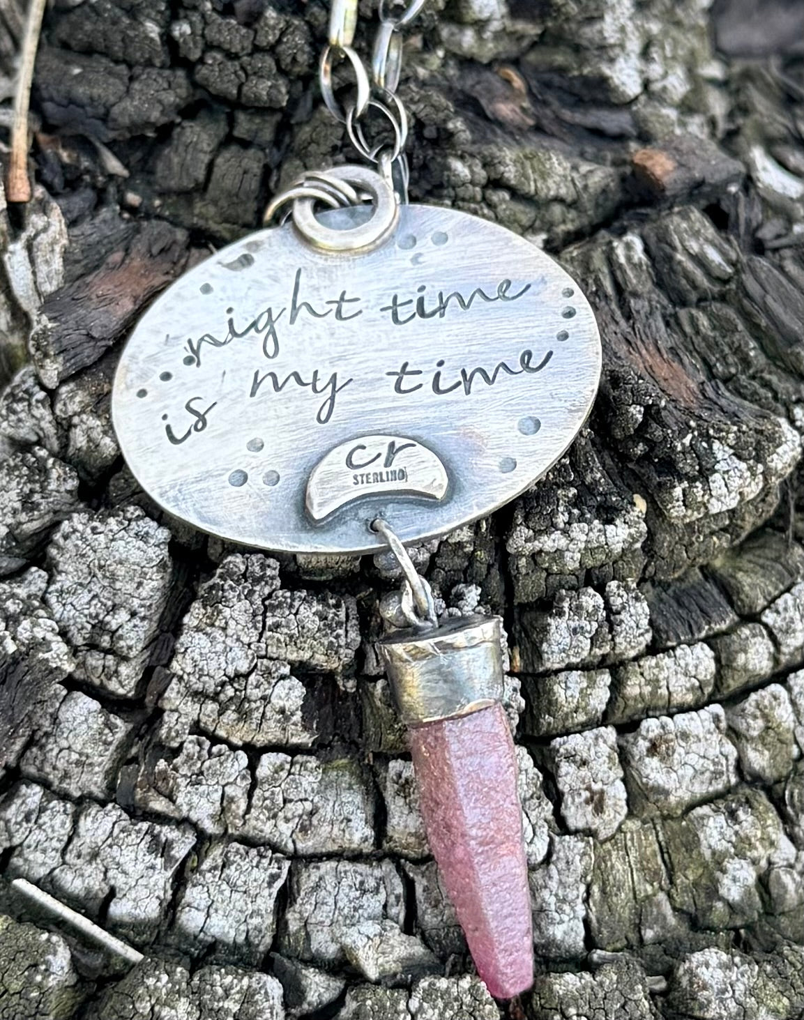 The Night is my Time Opossum Paw Raw Ruby Necklace