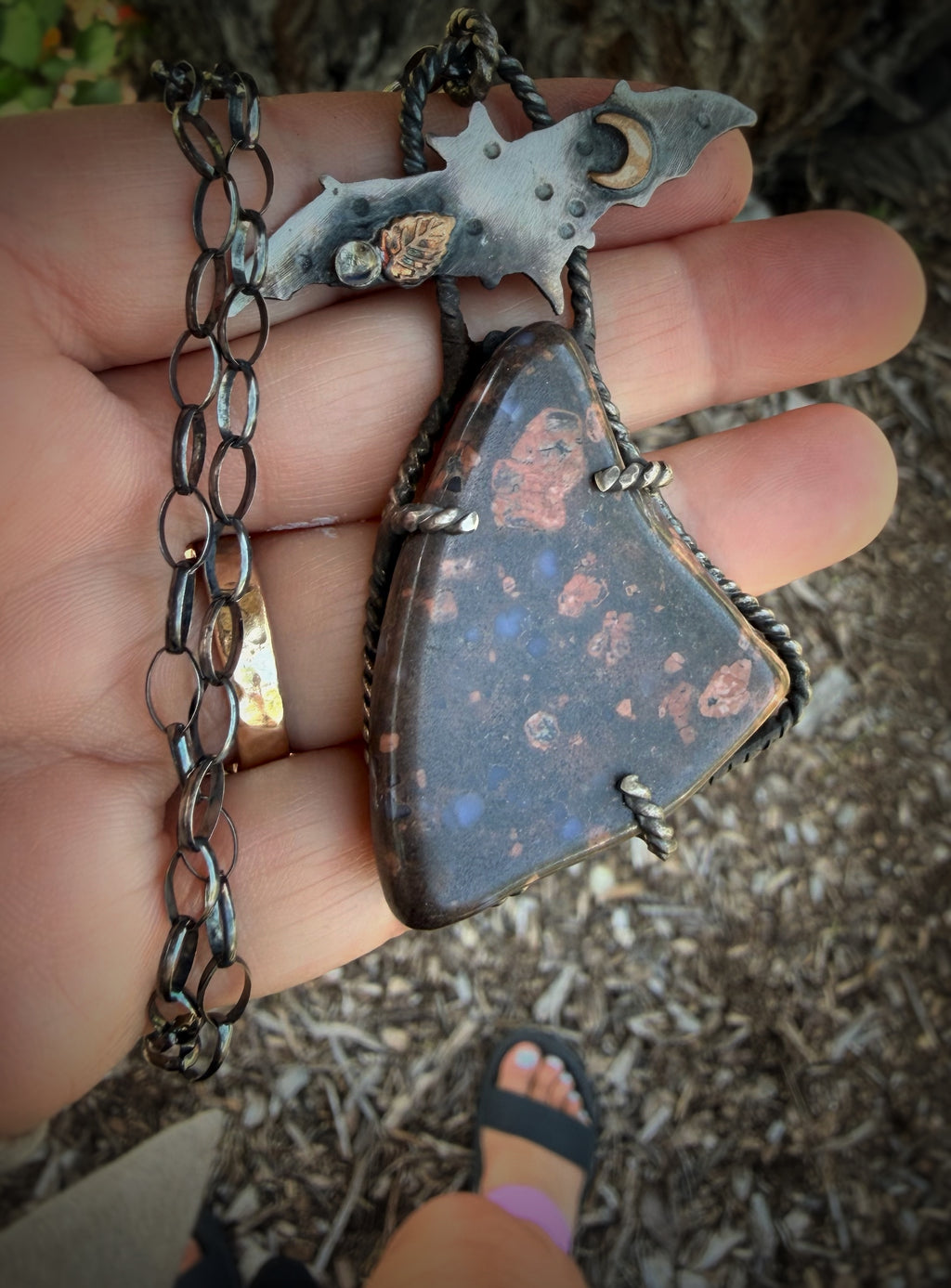Llanite Bat Freeform Necklace