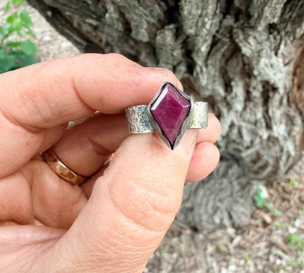 Kite Cut Ruby Ring