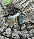 Silver Sheen Obsidian Crescent Moon Ring