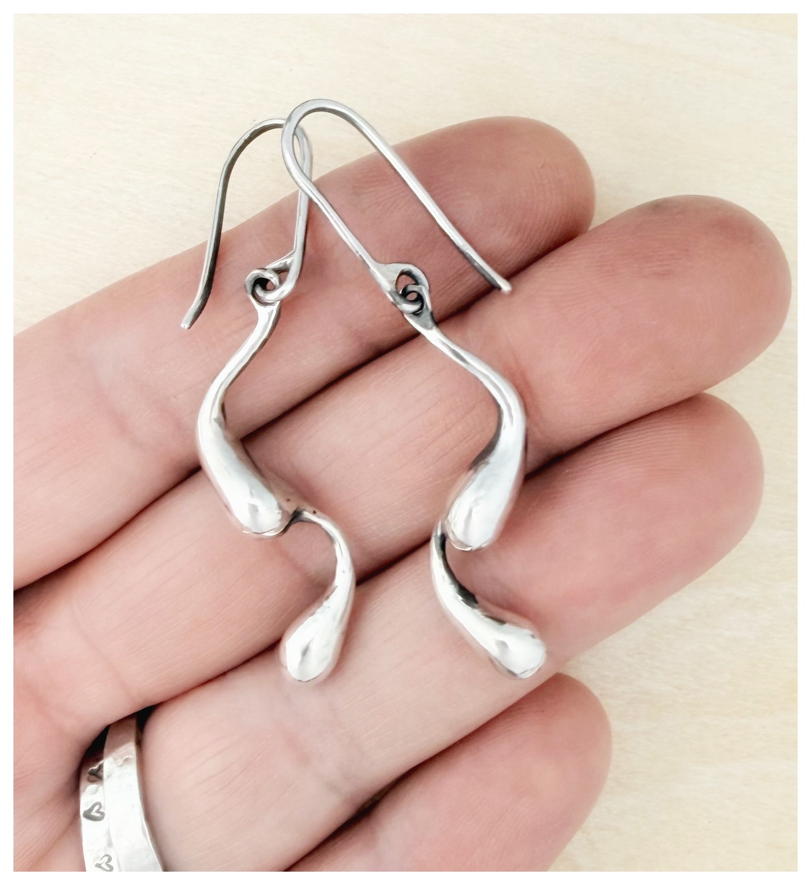 Sculptural Water Drop Sterling Silver Earrings