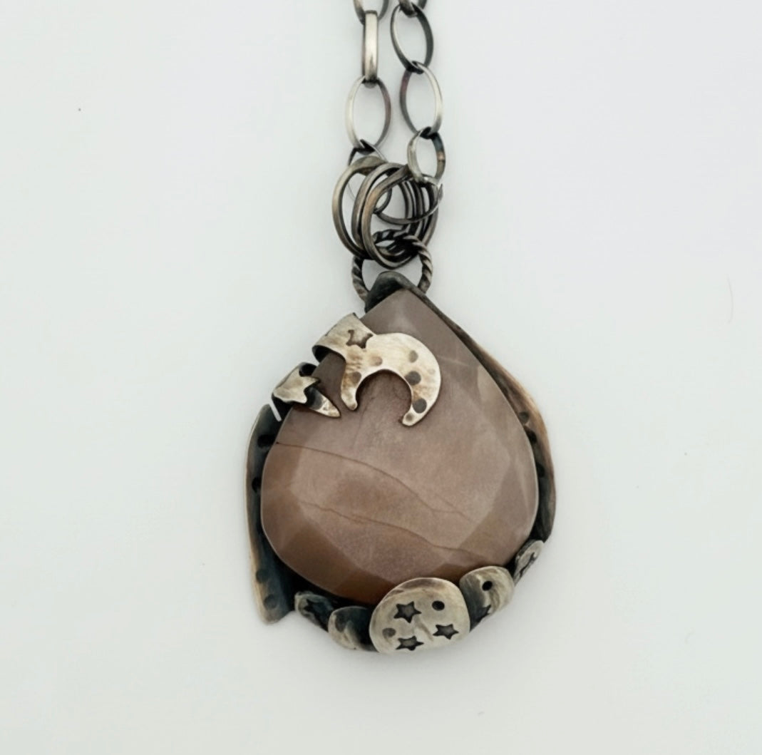 Moonstone Teardrop Asymmetrical Pendant