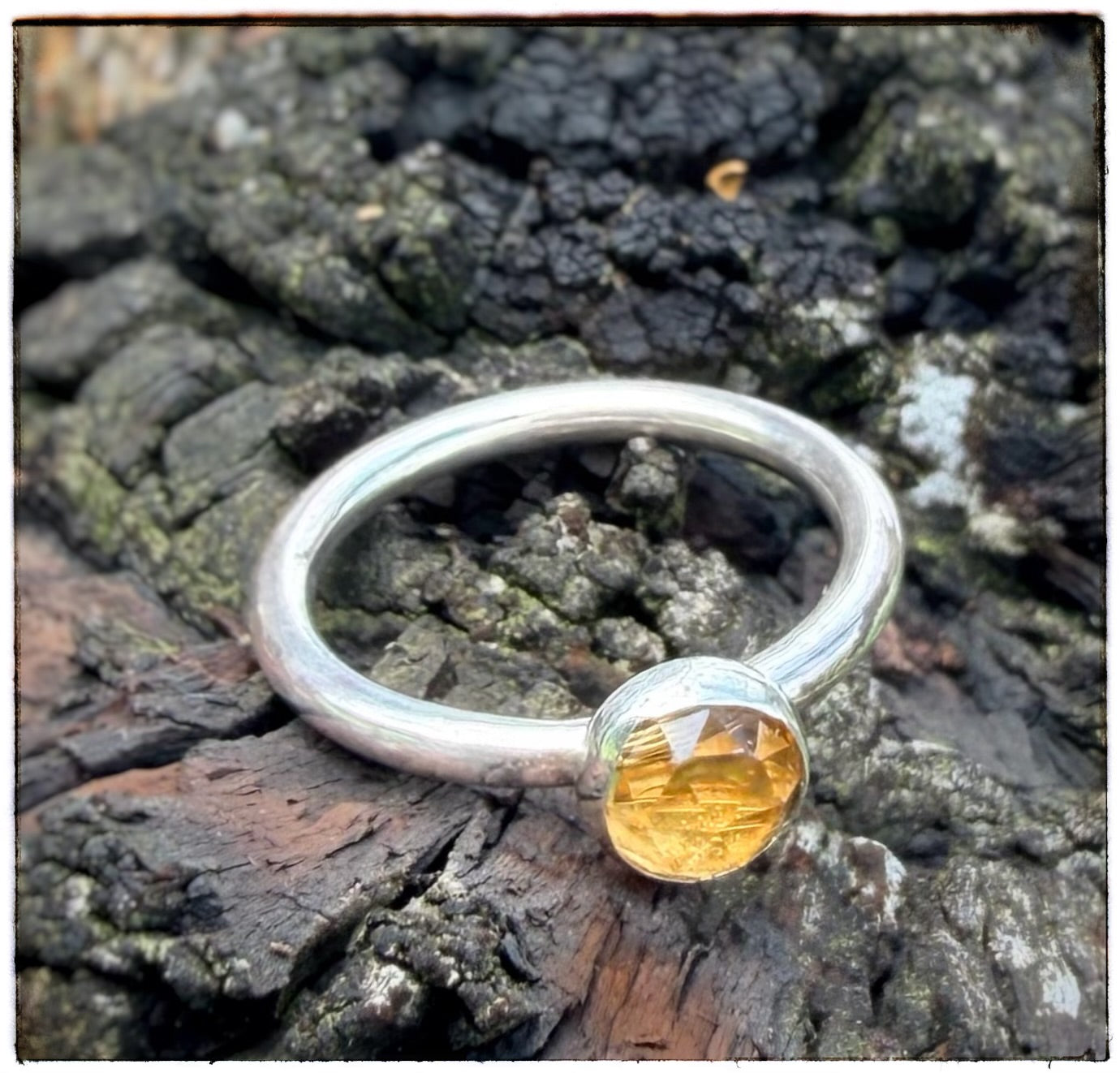 Dainty Rose-Cut Citrine Ring