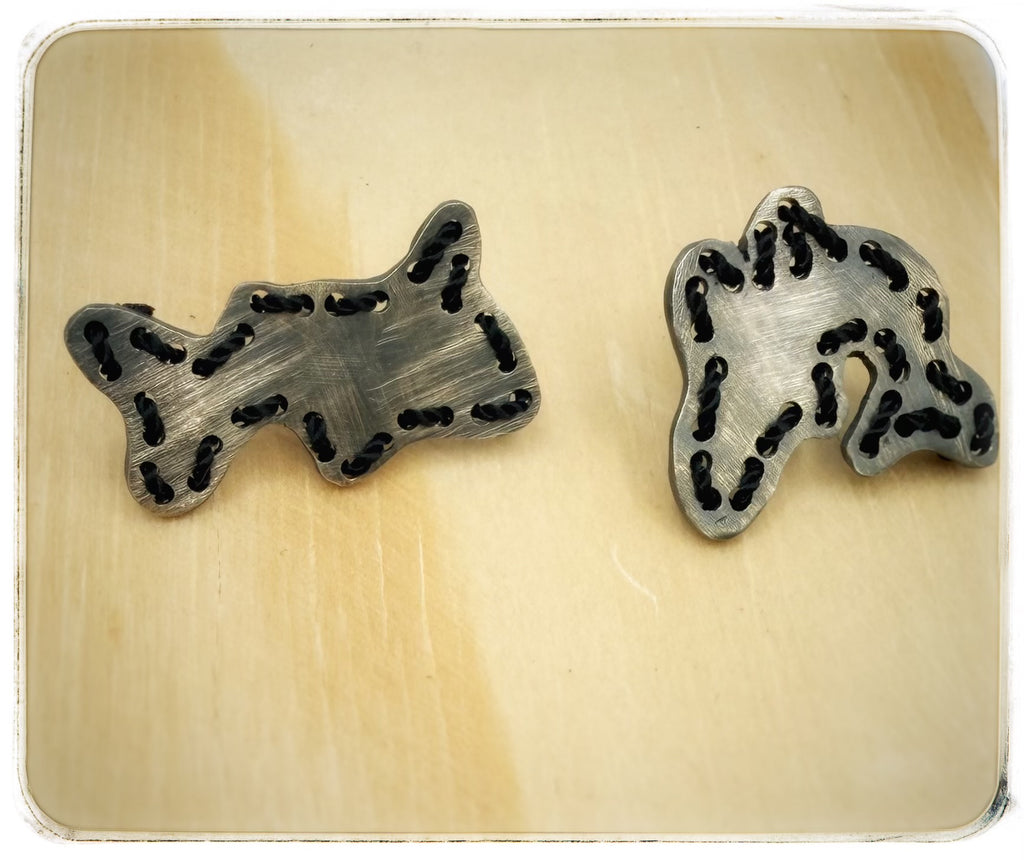 Stitched Mismatched Shark Earrings
