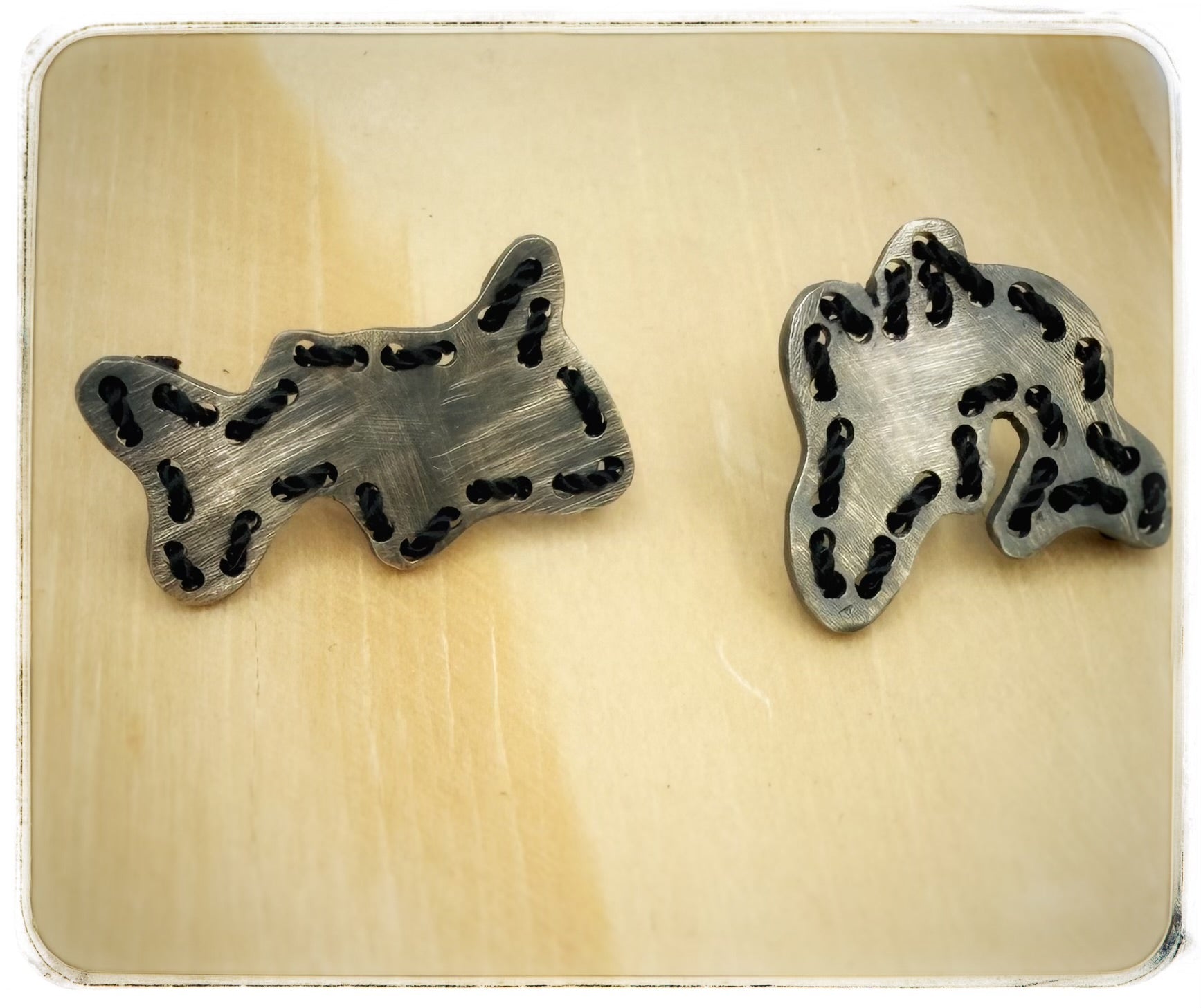 Stitched Mismatched Shark Earrings