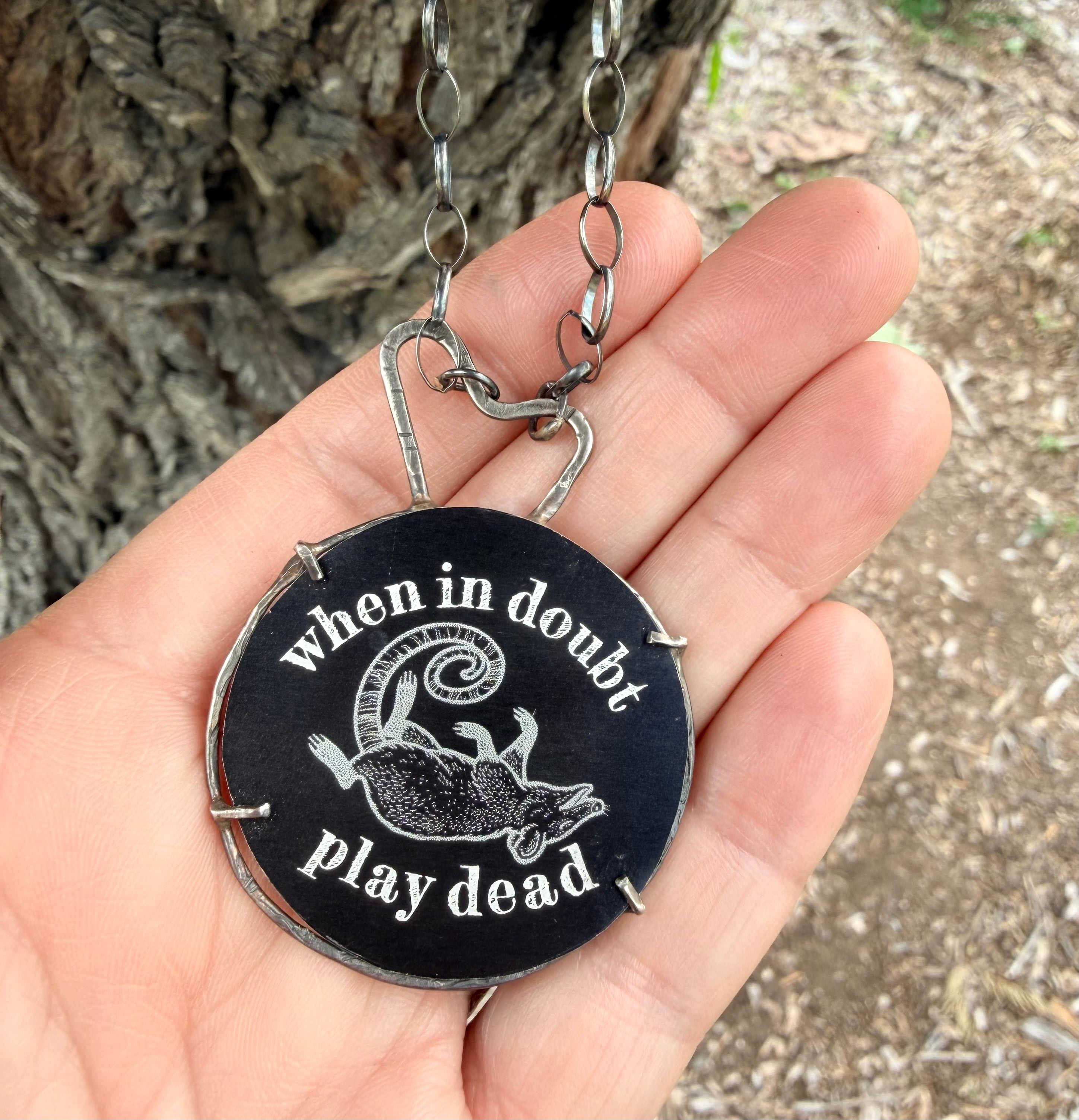 When in Doubt Play Dead Opossum Necklace