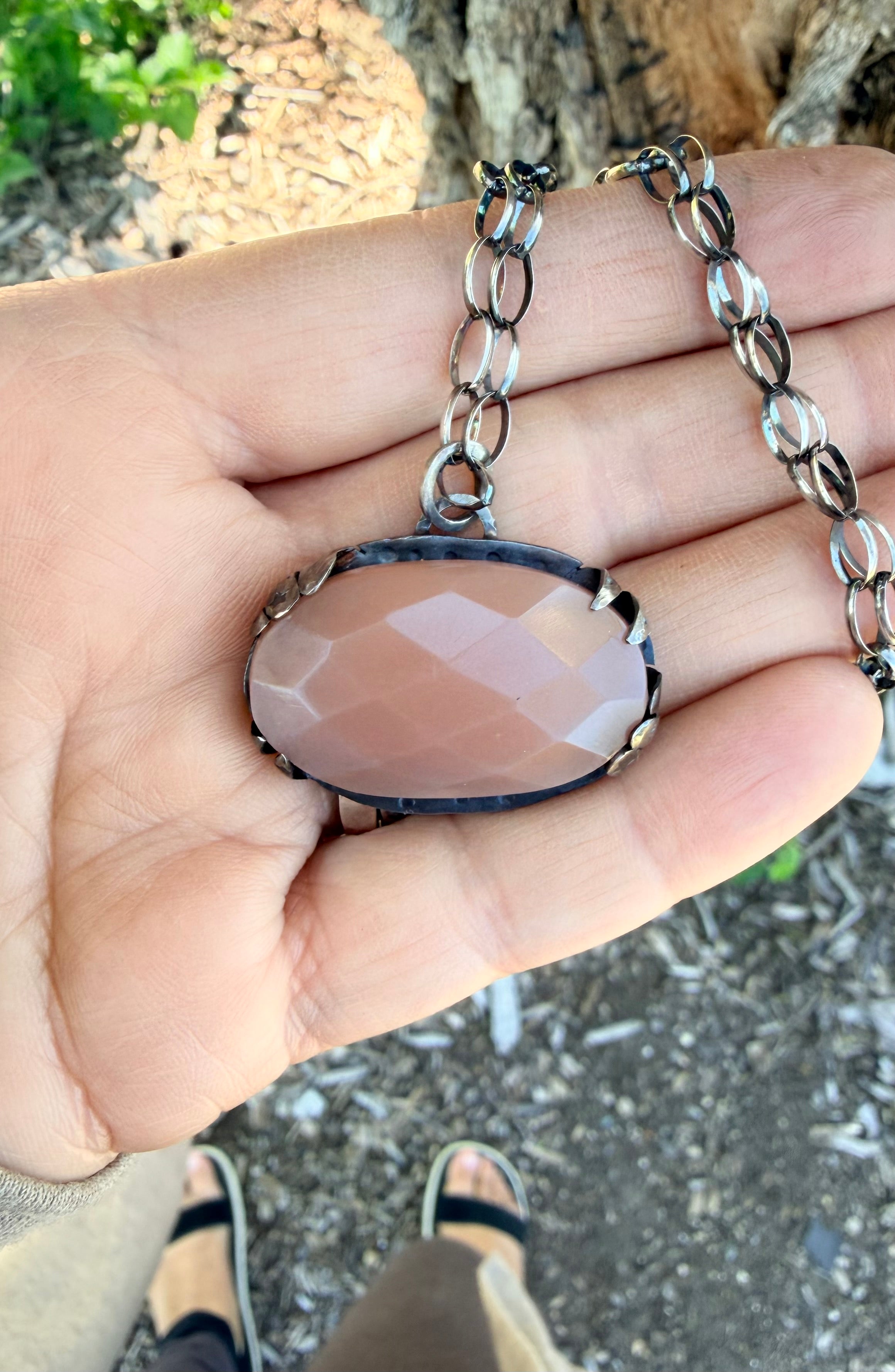 Moonstone Night Sky Oval Pendant
