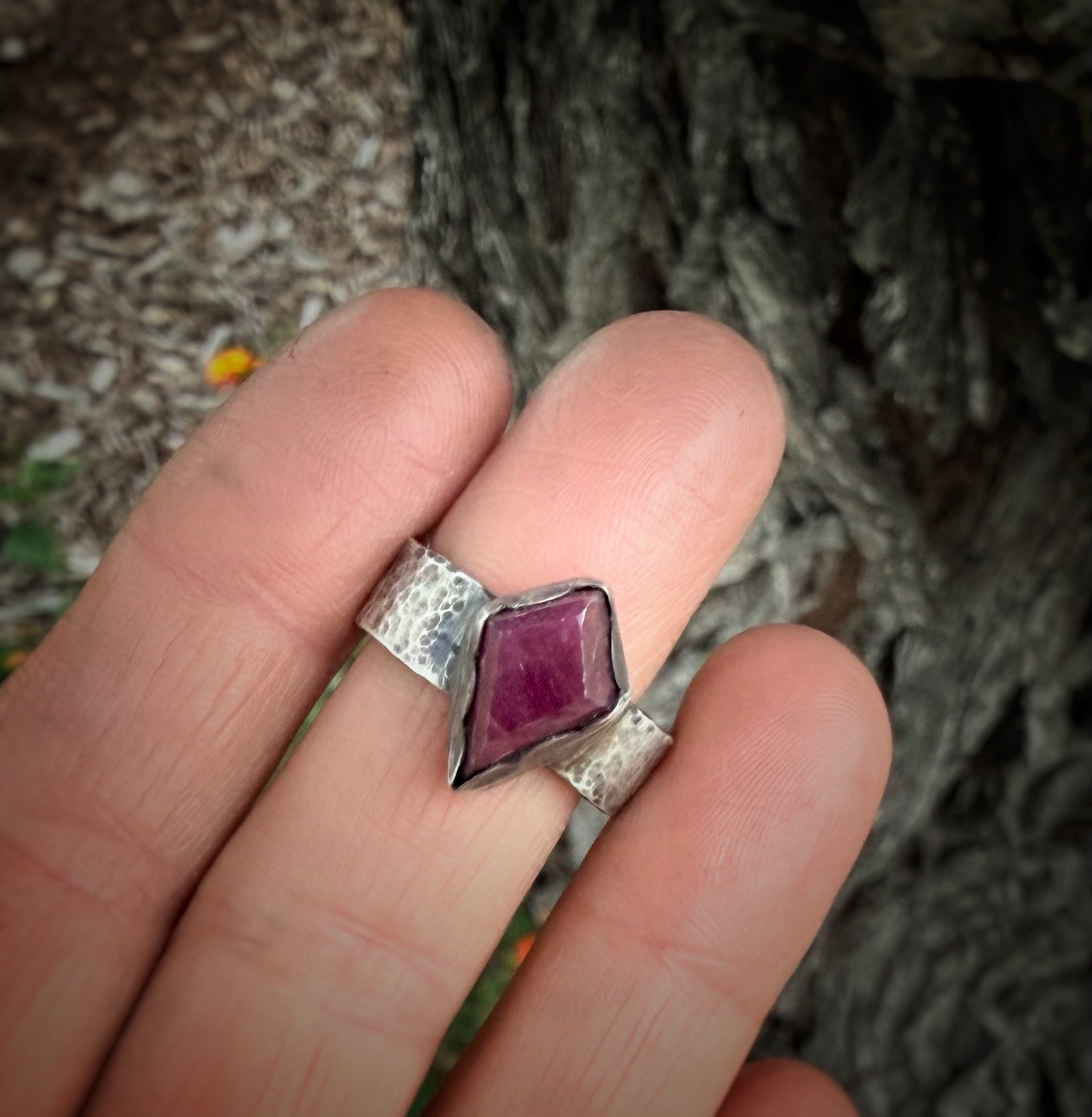 Kite Cut Ruby Ring