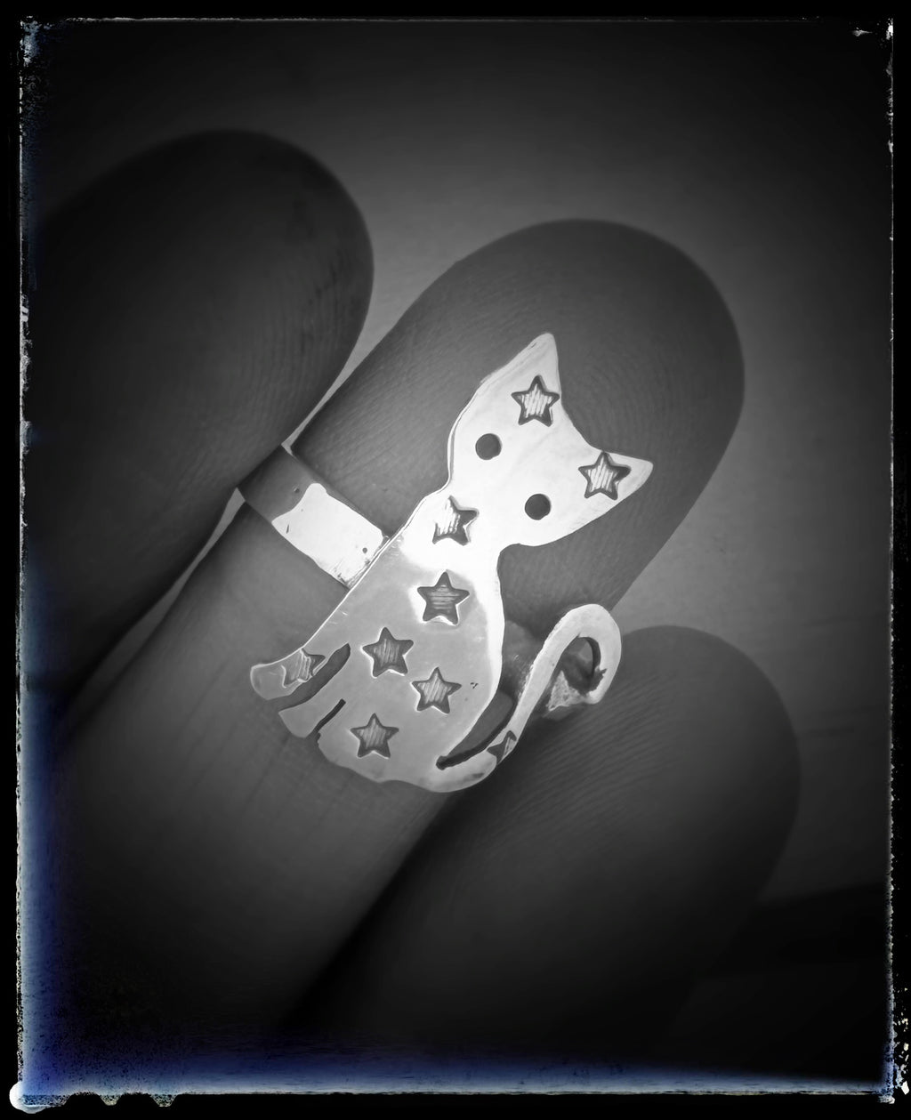 Celestial Halloween Cat Sterling Silver Ring