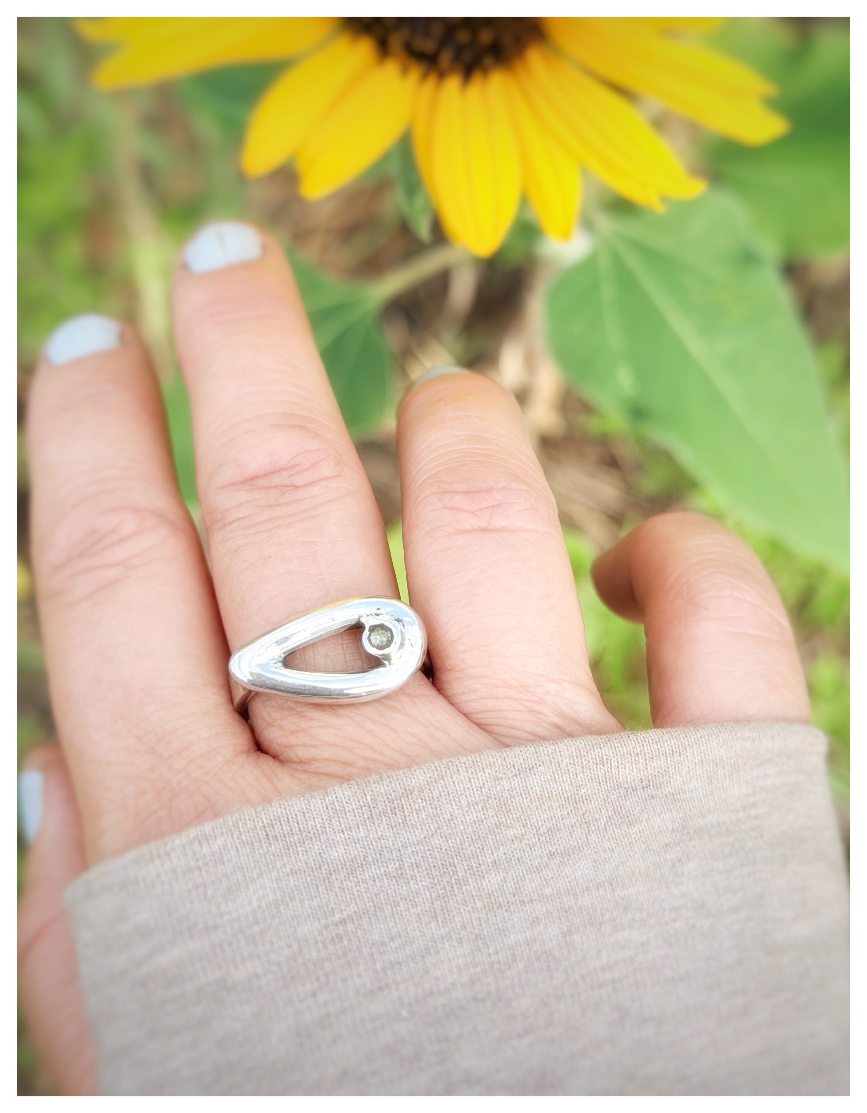 Peridot Teardrop Ring