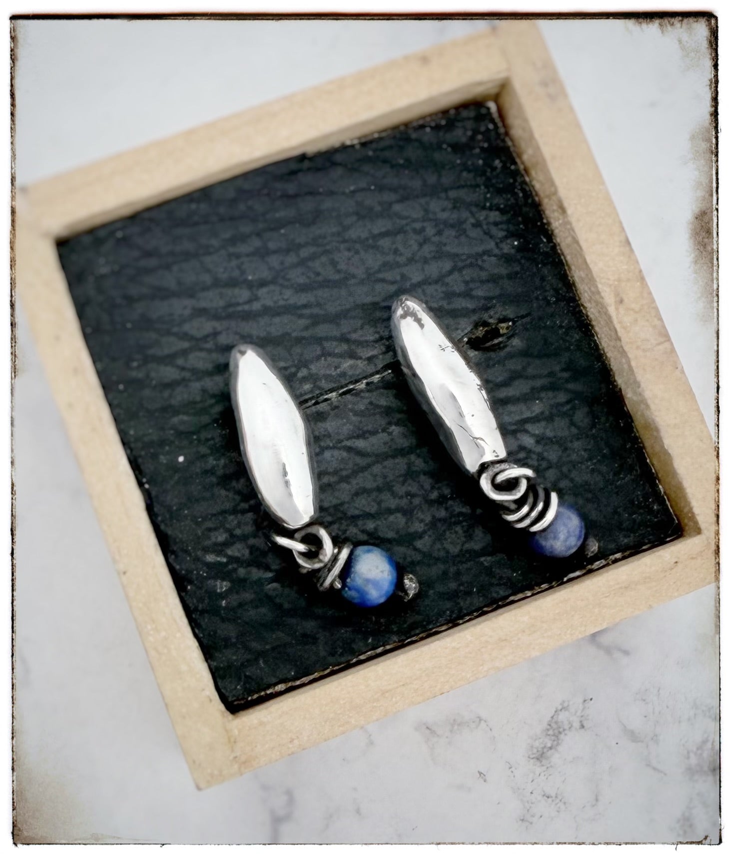 Lapis Water Drop Post Earrings