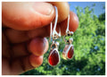 Tiny Carnelian Teardrop Dangle Sterling Silver Earrings